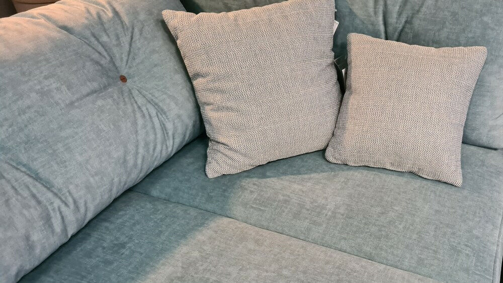 Restyl - Ecksofa LS24 Stoff 2-7059 Blau mit Bettkasten und 2 Kissen - 4