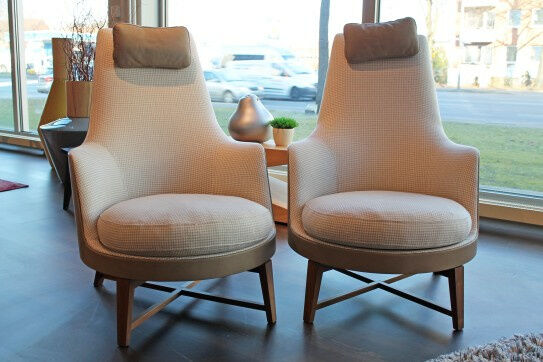 Flexform - Sessel Guscioalto Außen Leder Pelle 616 Braun Innen Stoff Empire 896 Beige Gestell Nussbaum Canaletto - 2
