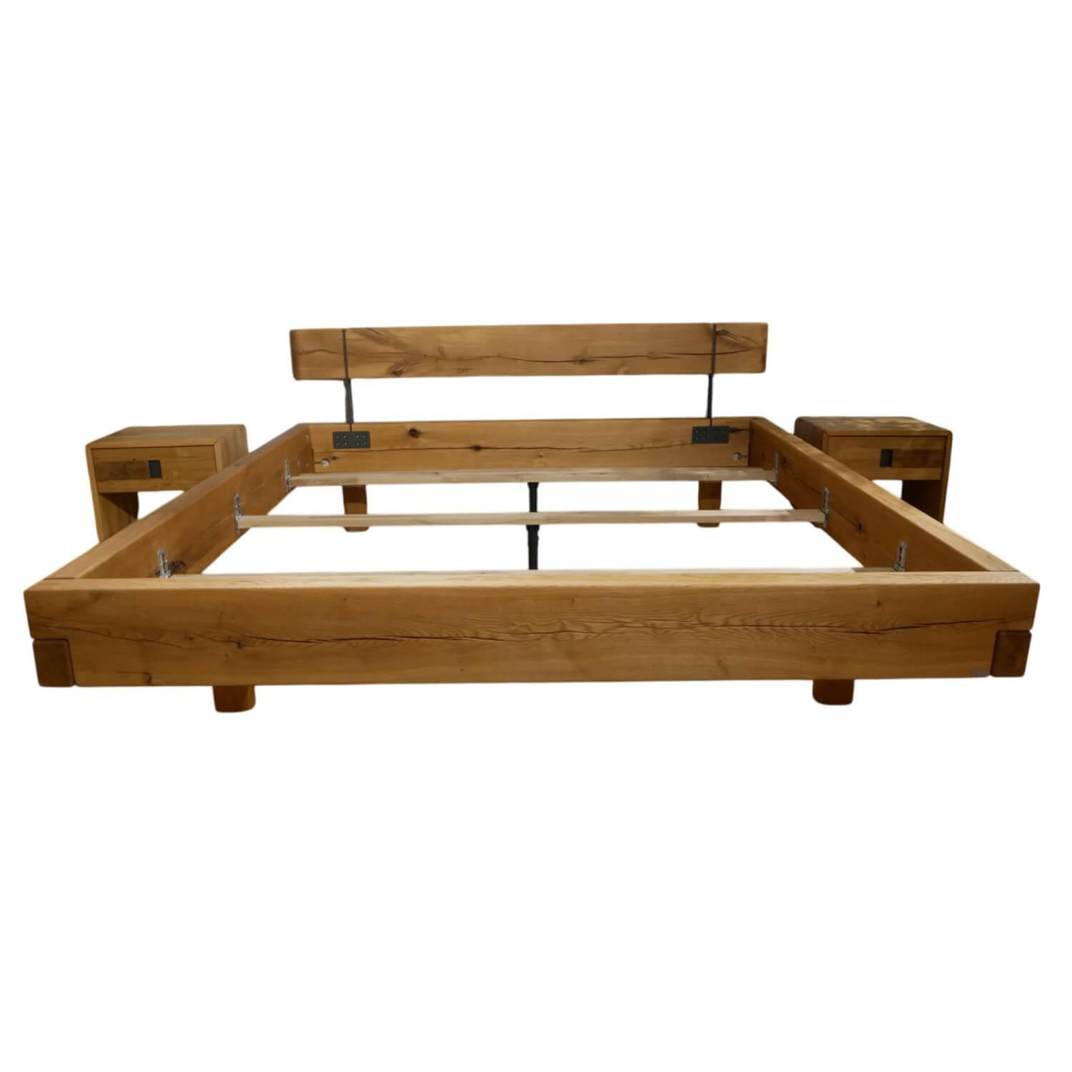 Natura - Balkenbett HHK-Fagus Balkenbett Baltimore Wildeiche Natur mit 2 Kommoden - 1