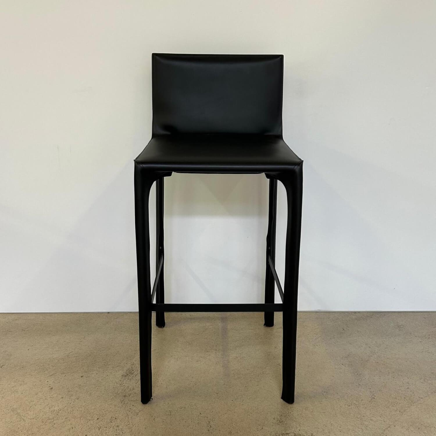 Walter Knoll - Barhocker Saddle Chair 1248 Leder Saddle Black Schwarz Fußstütze Stahl Schwarz Mit Kunststoffgleitern - 2