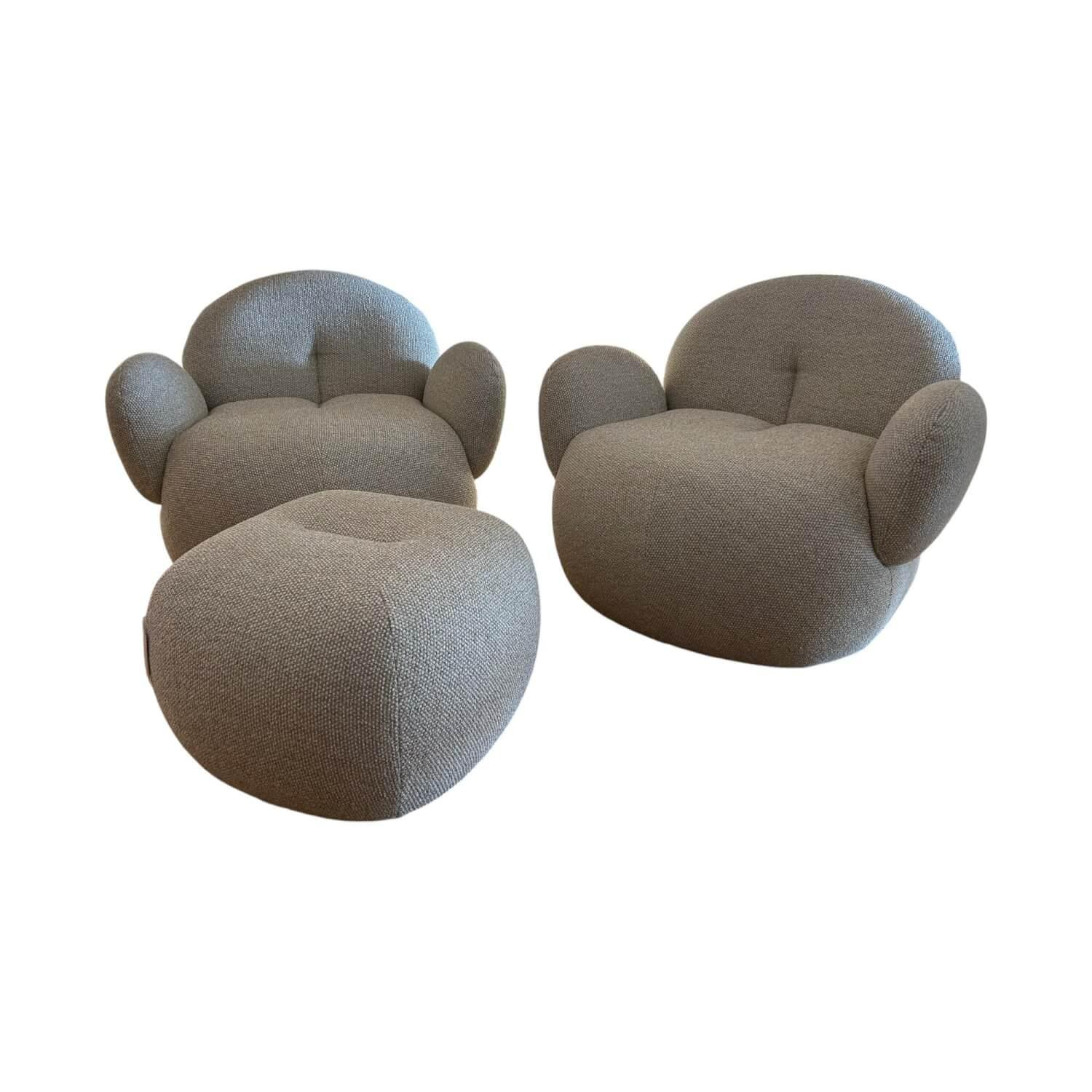 Freifrau - 2er Set Nana Love Seat Stoff Monza Melange 99 Beige Inklusive Hocker - 1