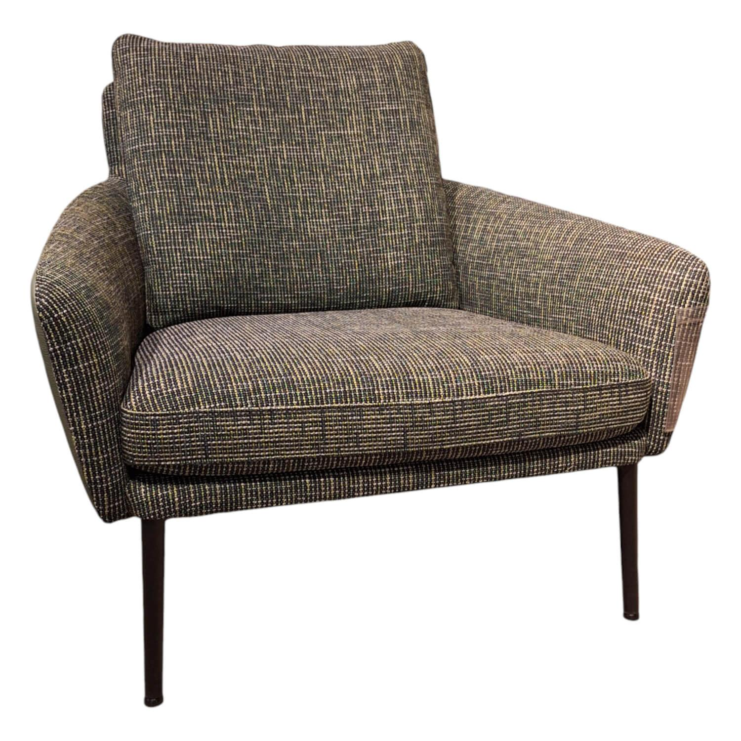 Rolf Benz - Sessel Jon Bezug Innen Sitz 20 402 Schilfgrün Grün Rücken Leder 34 517 Grüngrau Einzelfuß Stahl Verkehrsschwarz - 1