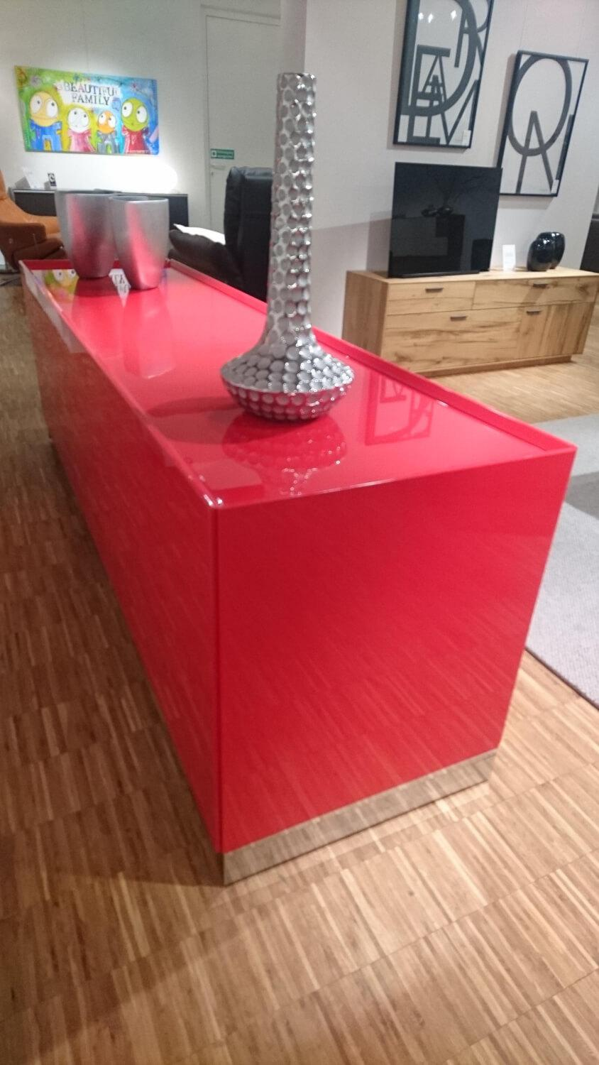 Contur - Anrichte Raumteiler 5800 Hochglanzlack Scarlatto Rot Inklusive Glasfachböden - 5