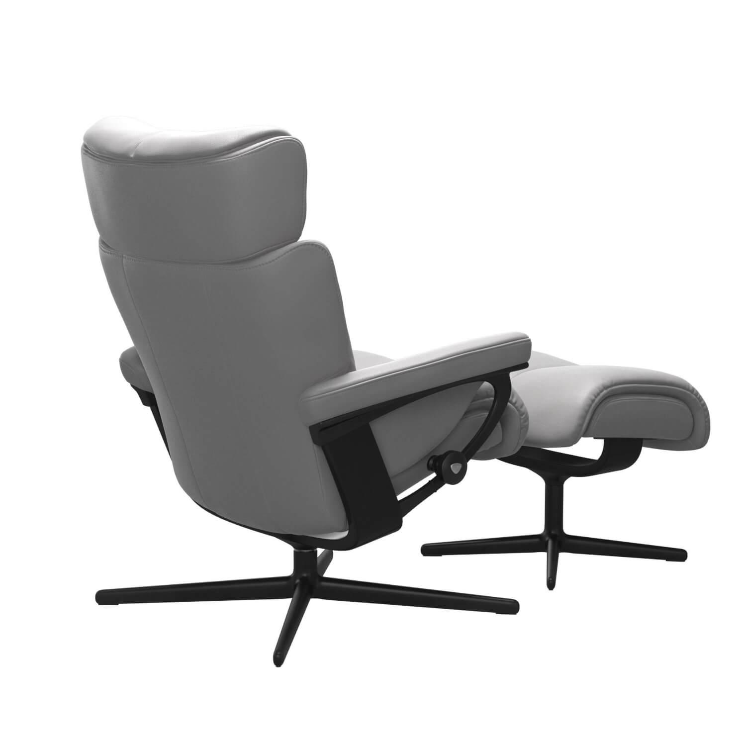 Stressless - Relaxsessel Magic L Mit Hocker Leder Cori Silver Cloud Gestell Cross Buche Schwarz Gebeizt - 2