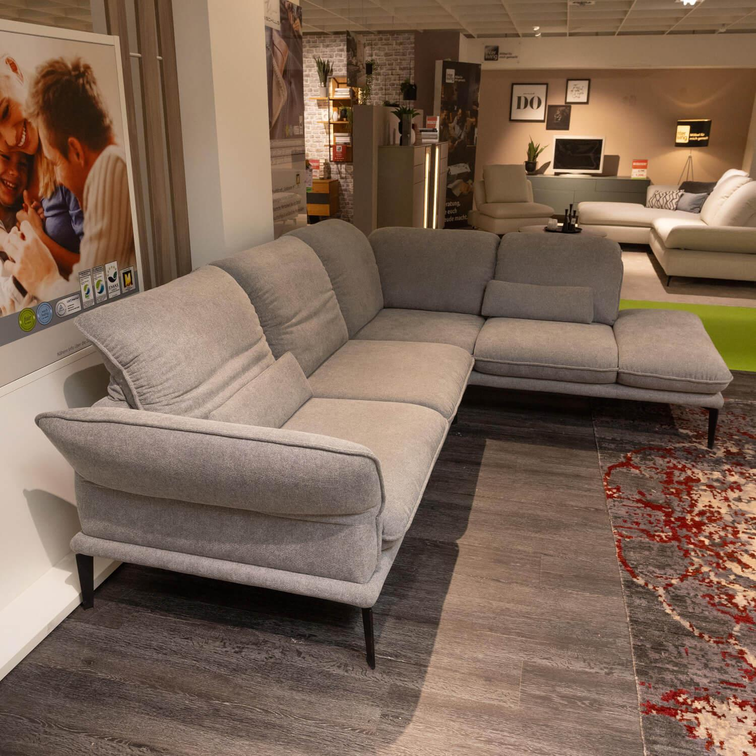 W. Schillig - Ecksofa Sherry Stoff R66 22 Dolphin Grau SK10 Fuß Metall Schwarz M99 Mit Kissen - 2