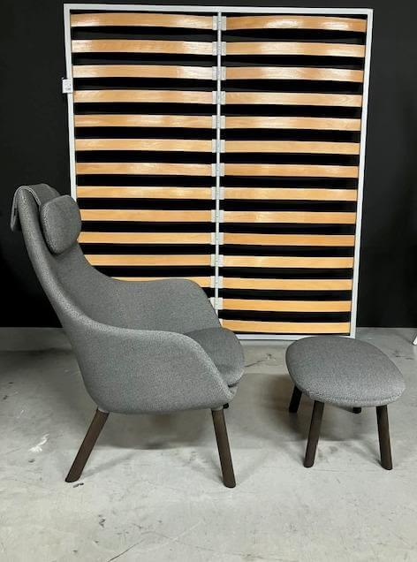 Vitra - Loungesessel Hal Stoff Credo SaltnPepper Grau Gestell Eiche Dunkel Inkl. Hocker - 2