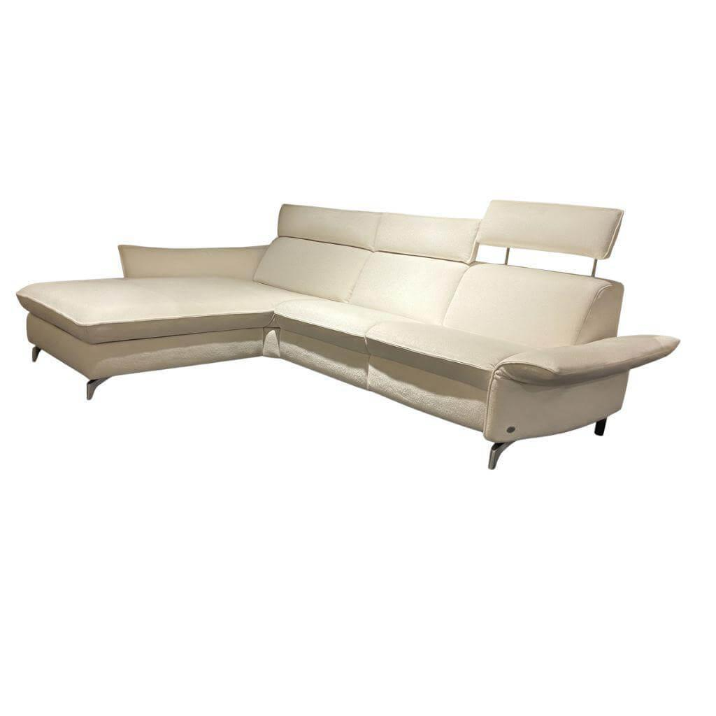 himolla - Sofa 1926 Stoff Q2 Loop Swan Cremeweiß Metallfuß Edelstahloptik Inkl. Elektronischer Verstellung Und Herzwaage Funktion - 1