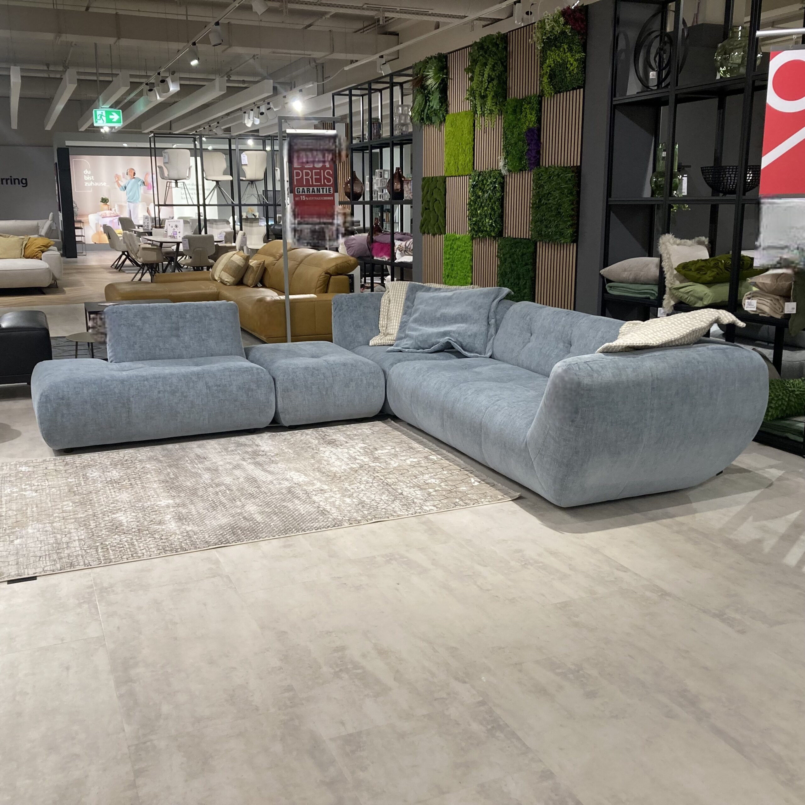 Musterring - Wohnlandschaft Romy Stoff Cosmopolitan Blau Füße Kunststoffgleiter Schwarz Inklusive Flatterkissen - 4