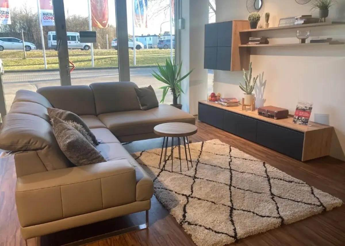 Activineo - Ecksofa Brandy Leder WM Safari Beige Kufen Metall Chrom Gebürstet Mit Elektrischem Sitzauszug - 5