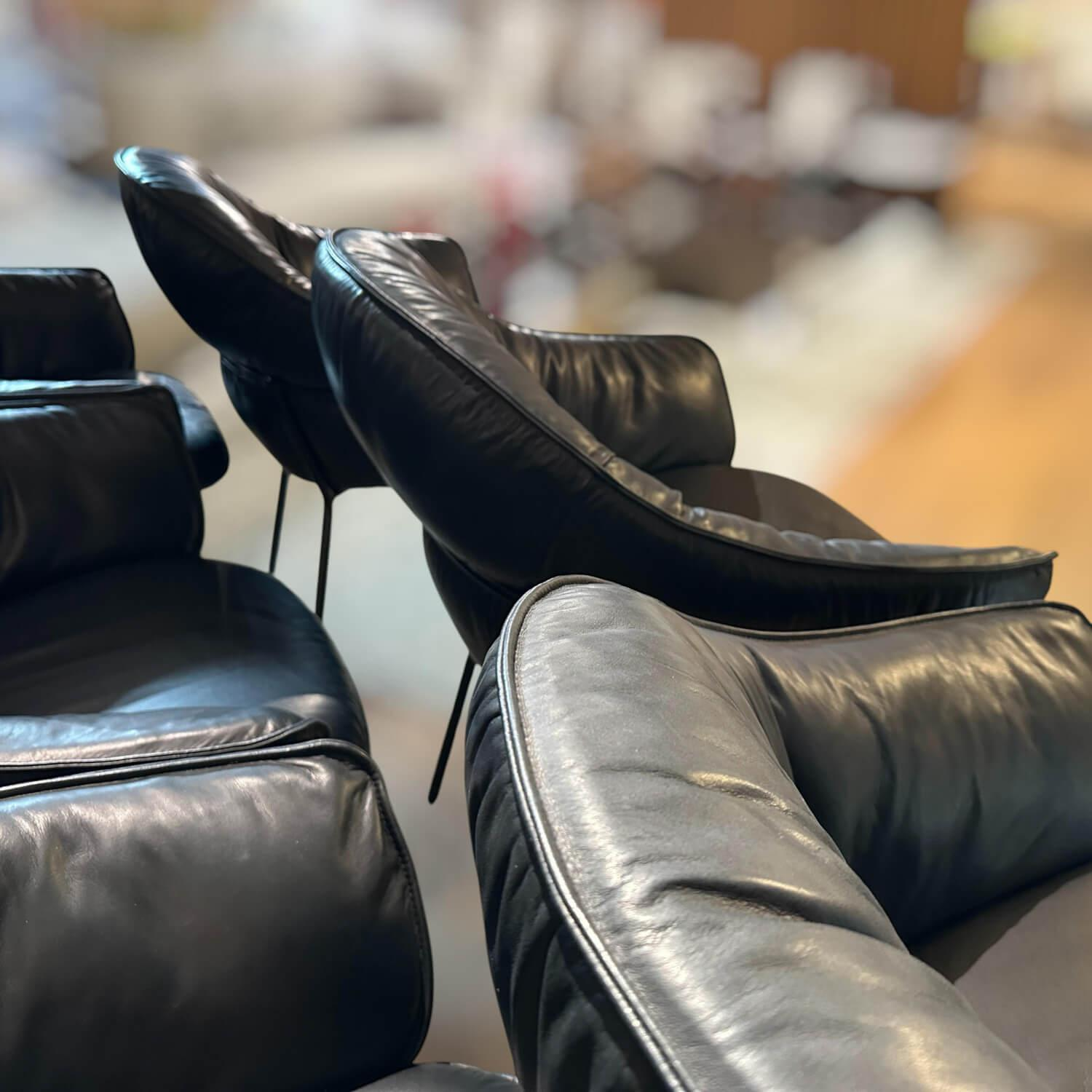 Freifrau - 6er Set Armlehnstühle Marie Leder Adora Ebony 95001 Schwarz Gestell 4-Fuß Stahlgestell Schwarzchrom ME400 - 7