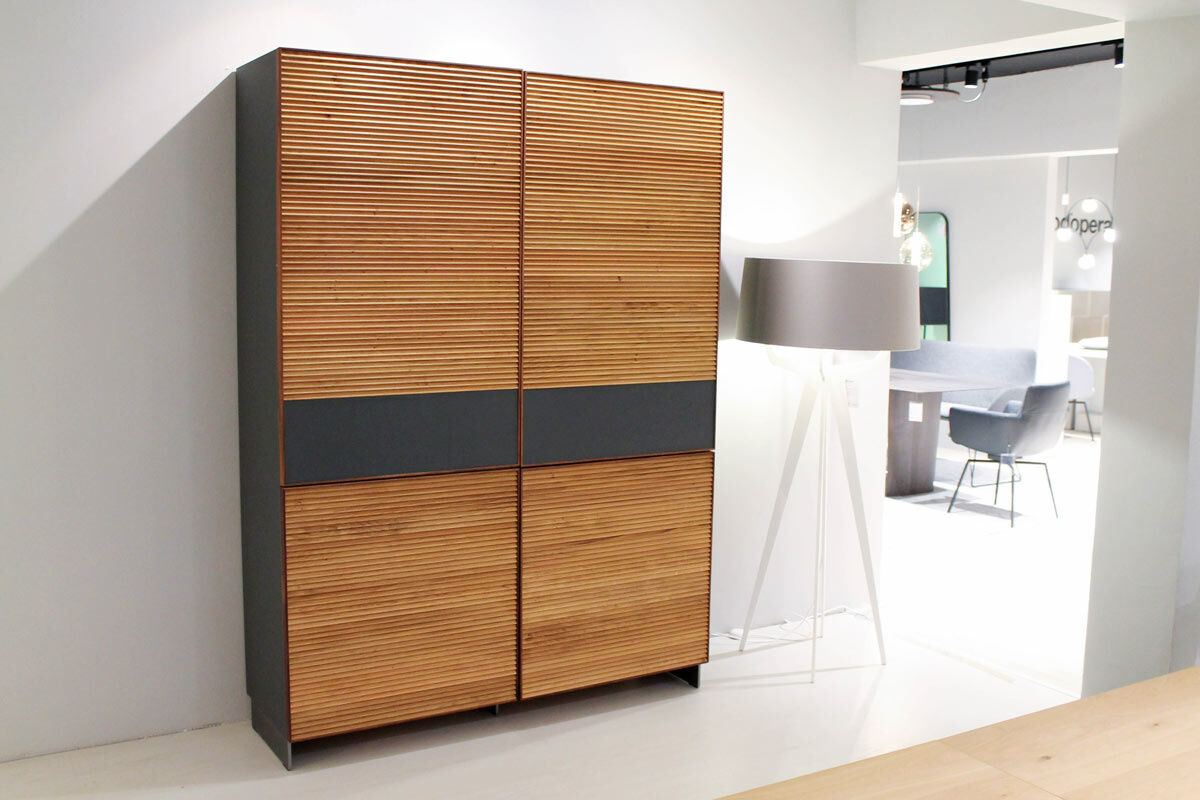 Scholtissek - Geschirrschrank Tratum Knorrige Eiche Natur Geölt Kontrastleiste Nussbaum - 5