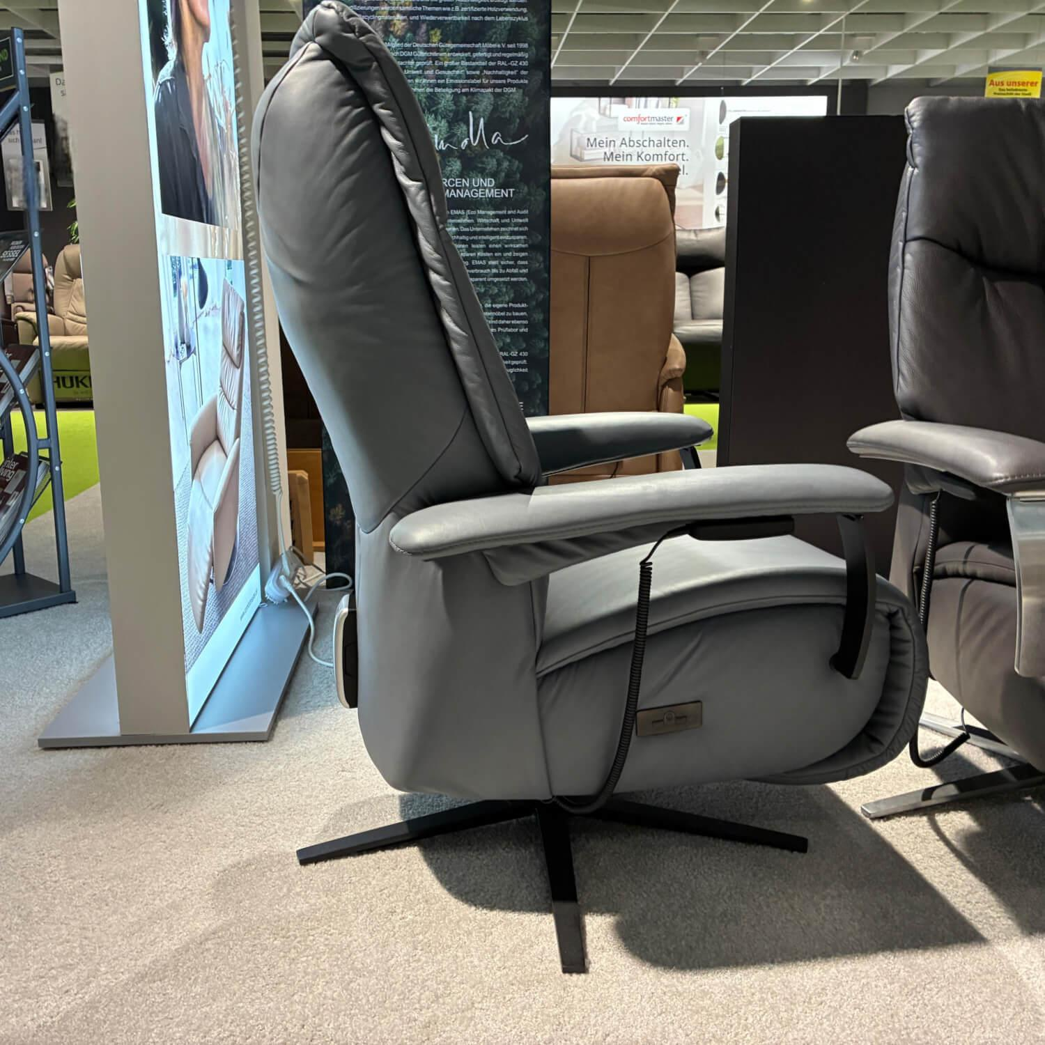 himolla - Relaxsessel 4561 Leder Longlife 24 Aqua Grau Blau Sternfuß Anthrazit Pulverbeschichtet - 9