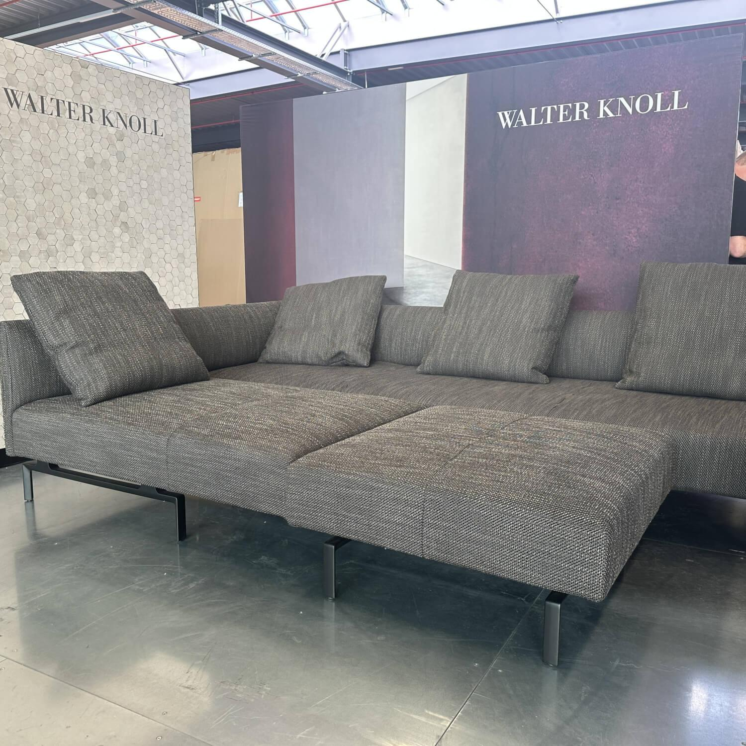 Walter Knoll - Ecksofa Muud Stoff Bogar 7830 Nightshade Grau Kufen Metall Matt Schwarz Pulverbeschichtet Mit Hocker - 5