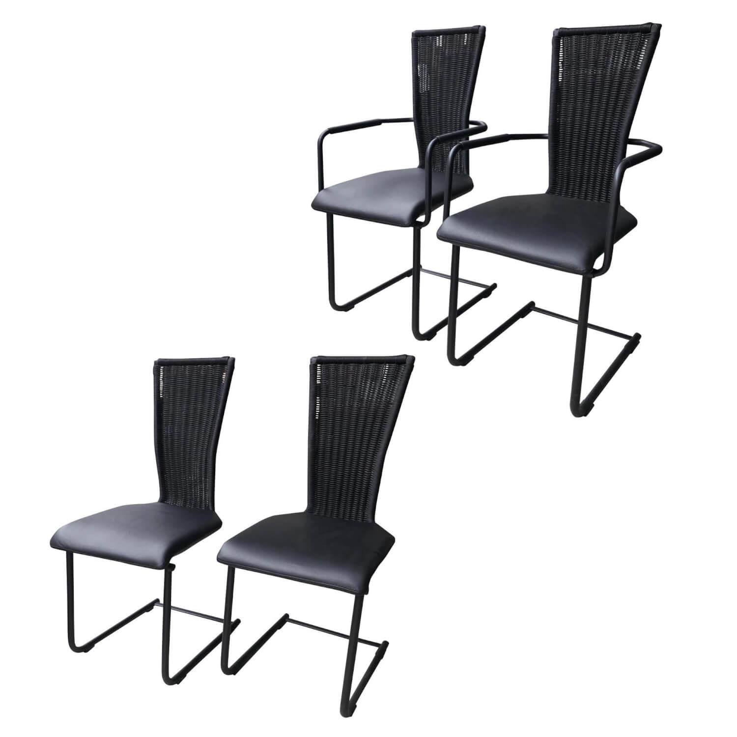 Bacher - 4er-Set D Collect Black Edition P1 Schwarz 2 Stühle 2 Armlehner - 1