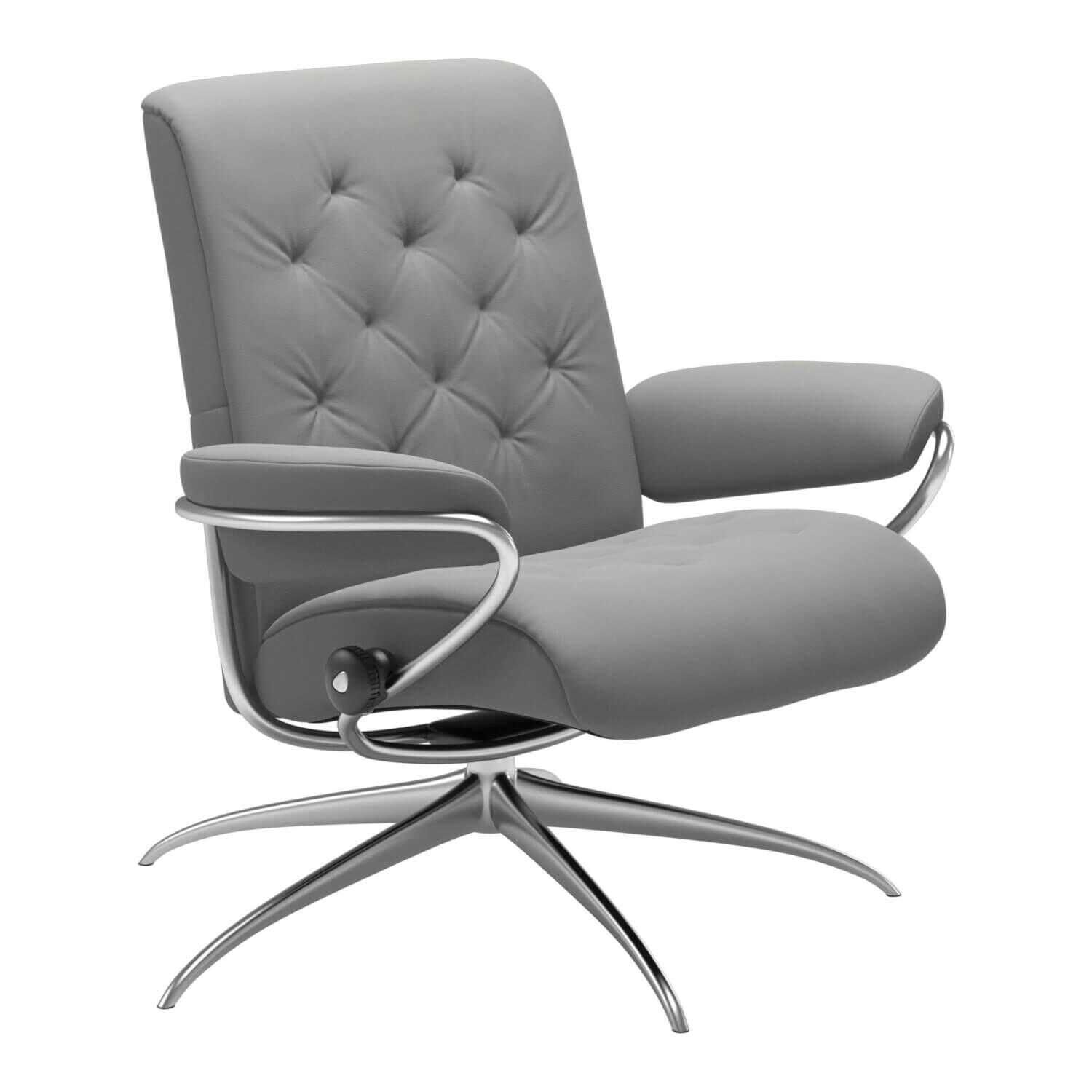 Stressless - Stressless Metro niedrige Rückenlehne Standard Base Star Base Leder Paloma Silver Grey - 1