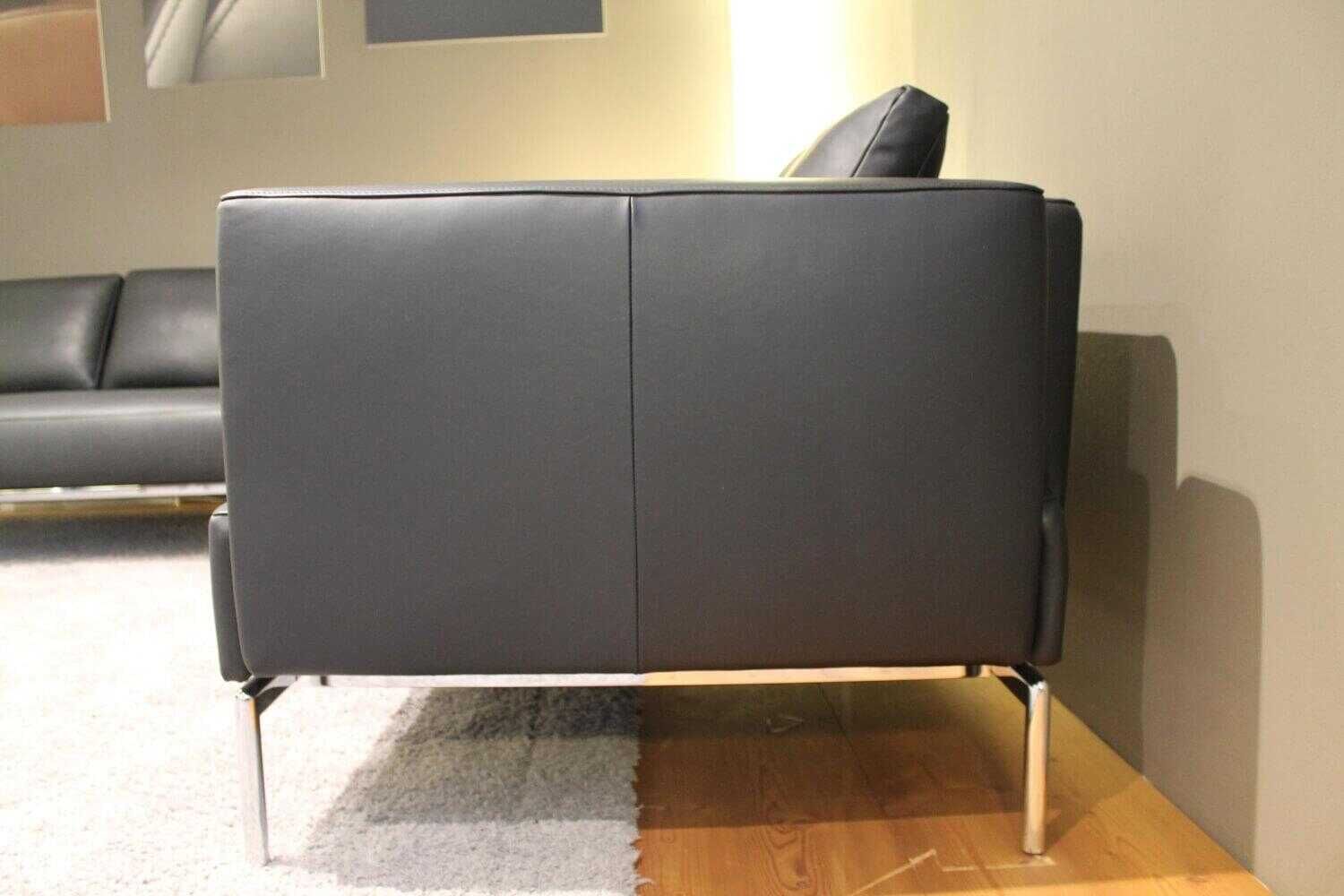 FSM - Garnitur Easy Leder T 99 Schwarz Füße Verchromt 2 Sofas mit Verstellfunktion - 5