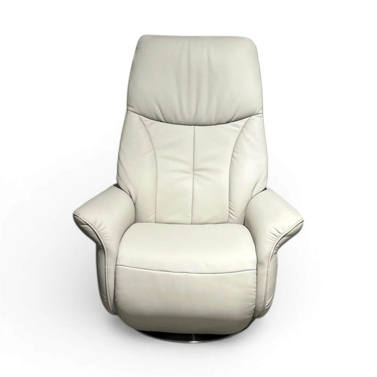 himolla - Sessel Lupo Easy-Swing Leder Longlife Soft Lava Hellgrau Tellerfuß Metall Edelstahloptik 2-Motorig Aufstehhilfe - 1
