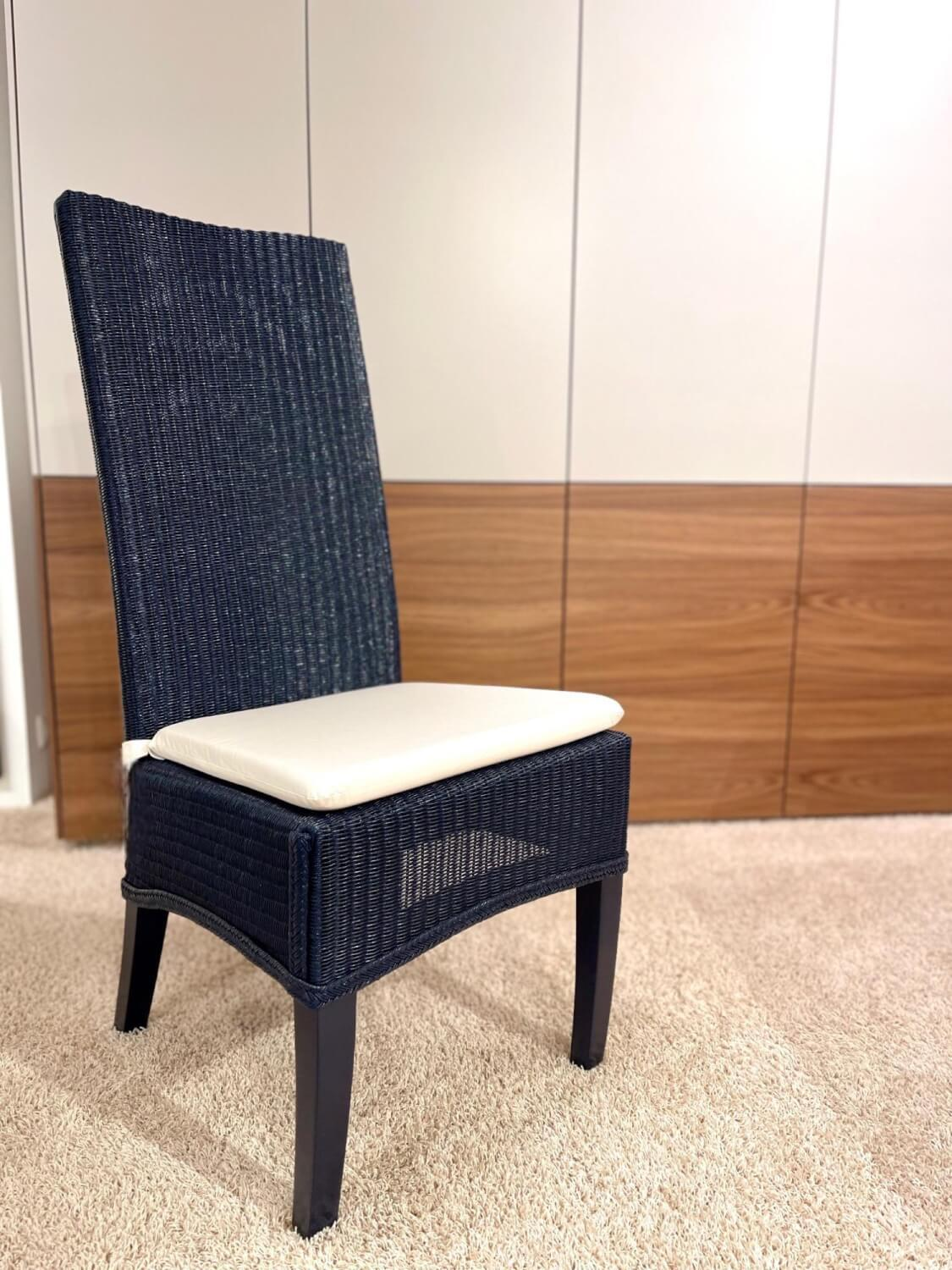 Krüger & Krüger - Stuhl Lloyd Loom Jock Metalldrahtgestell Mit Kraftpapierumwickelung Blau Mit Kissen Naturweiß Weiß - 2