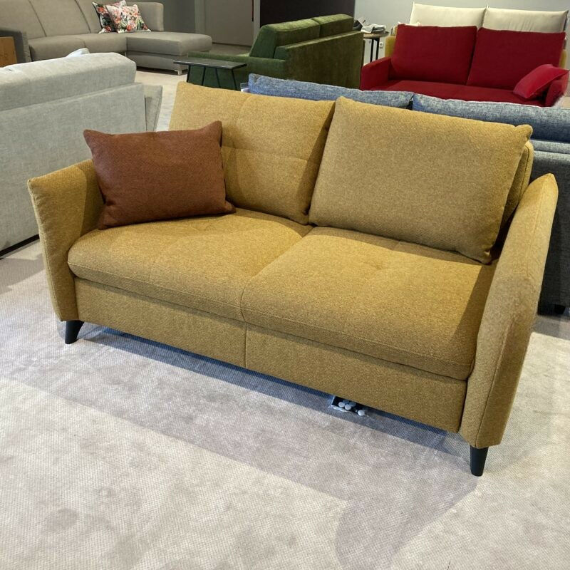 Steinpol - Sofa Paloma Stoff Portofino Mustard Gelb Füße Metall Schwarz Inklusive Kissen Kupfer - 4