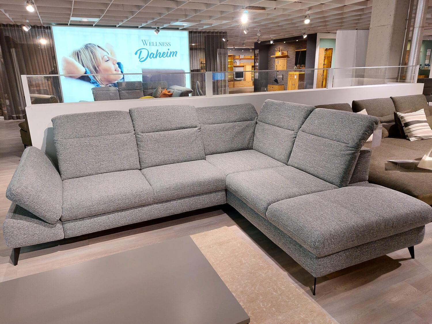 Global - Ecksofa Alegria Stoff Oasis 65 Grey Grau Metallfuß Schwarz Mit Sitztiefen Und Kopfteilverstellung - 6