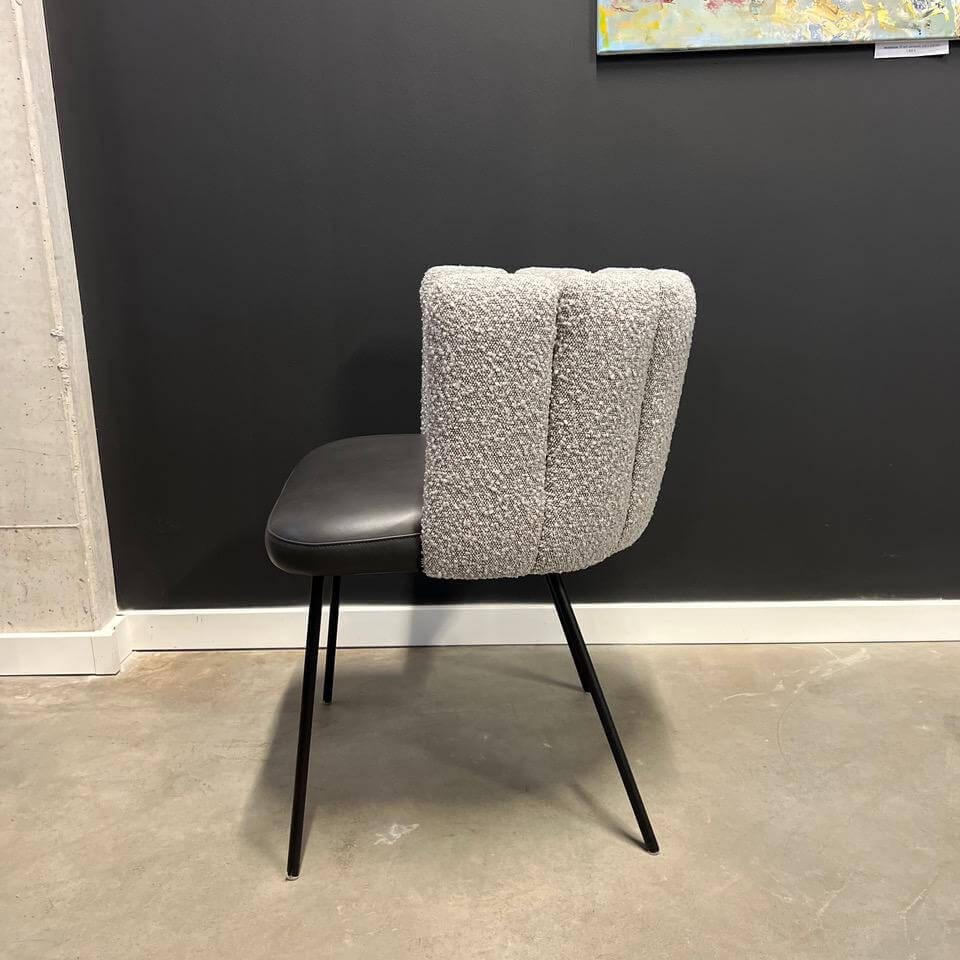 KFF - Stuhl Gaia Leder Sauvage Dunkel Braun Rücken Stoff Ascot Sand Hell Beige 4 Fuß Rundrohrgestell Schwarz - 5