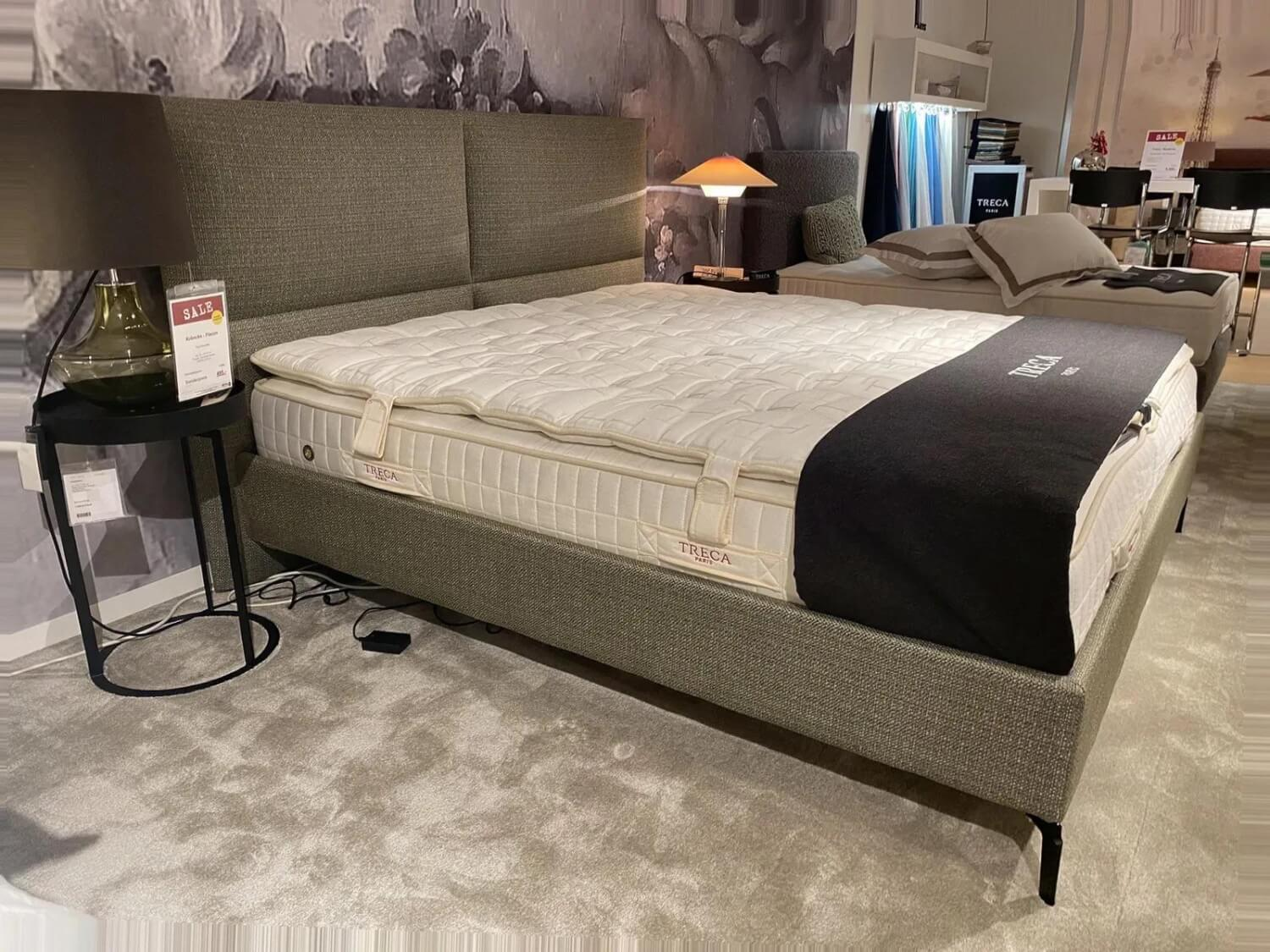 Treca Interiors - Polsterbett Portofino Stoff Tunis Olive Grün Füße Metall Schwarz Pulverbeschichtet Inklusive Matratzen - 7