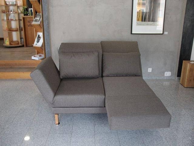 Brühl - Sofa Moule Medium Stoff 3660-25 Grau Holzkufe Eiche Hell Geölt mit Drehfunktionen - 4