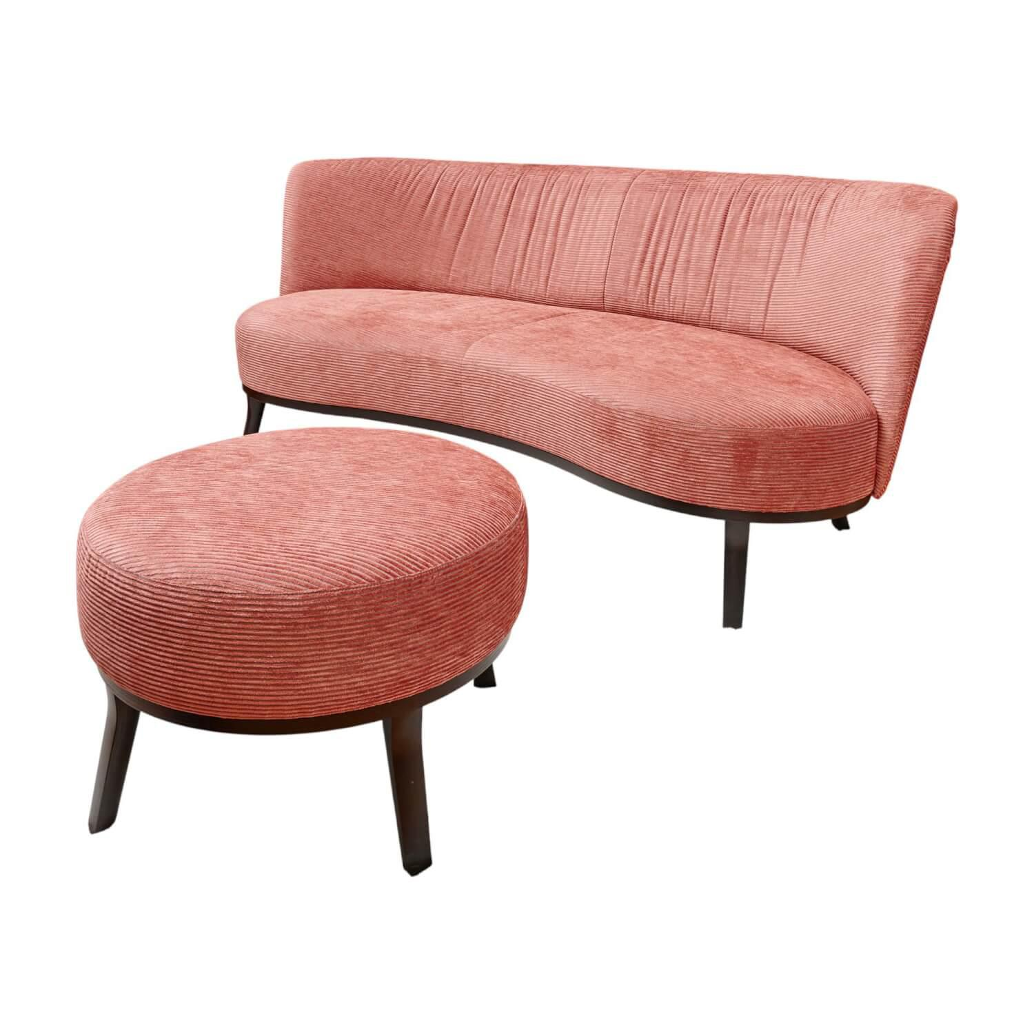 Sofa Polo Cocktail Stoff JAB Silas 1030 064 Rosa Gestell Esche Schwarz Gebeizt Mit Hocker Bielefelder Werkstätten - Sofa Polo Cocktail Stoff JAB Silas 1030 064 Rosa Gestell Esche Schwarz Gebeizt Mit Hocker - 1