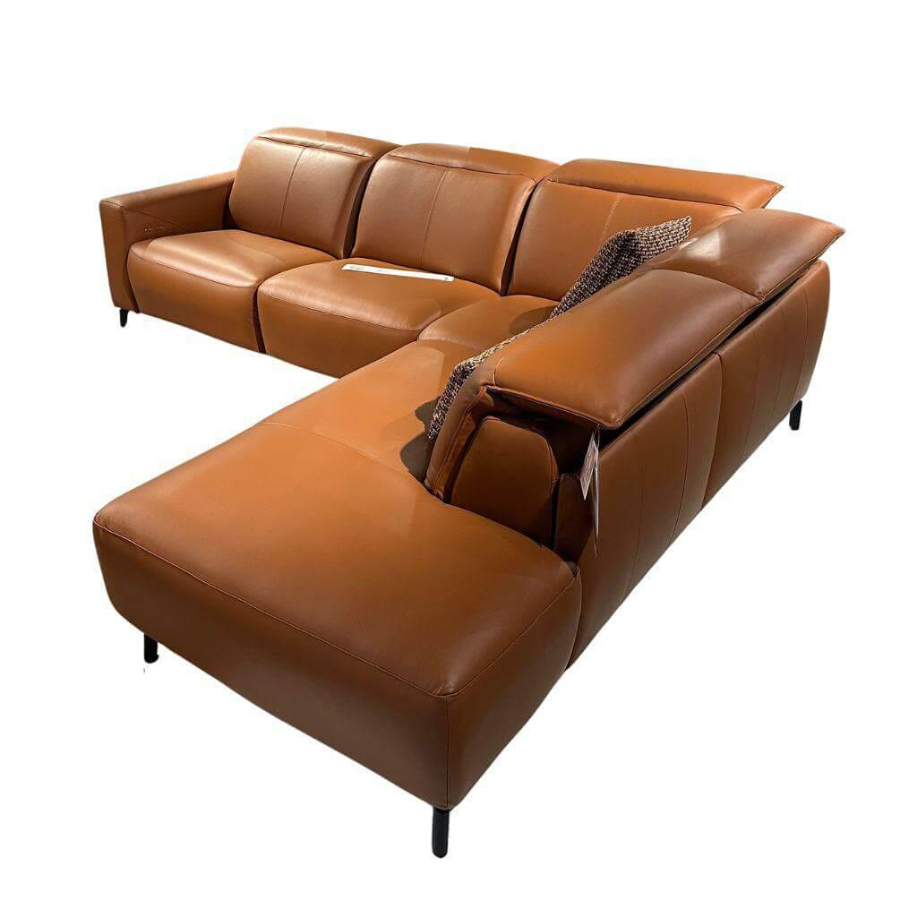 Mondo - Ecksofa Ensemble Sallin Leder Montana Cognac Braun Füße Schwarz - 1