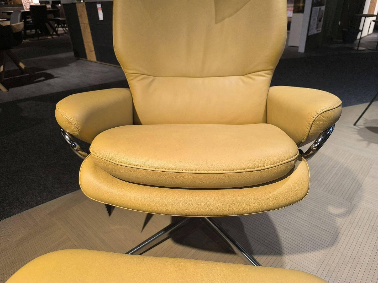 Stressless - Relaxsessel Rome Leder Paloma 39 Honey Gelb Beige Base 40 Cross Standard Gestell Aluminium Mit Hocker - 6