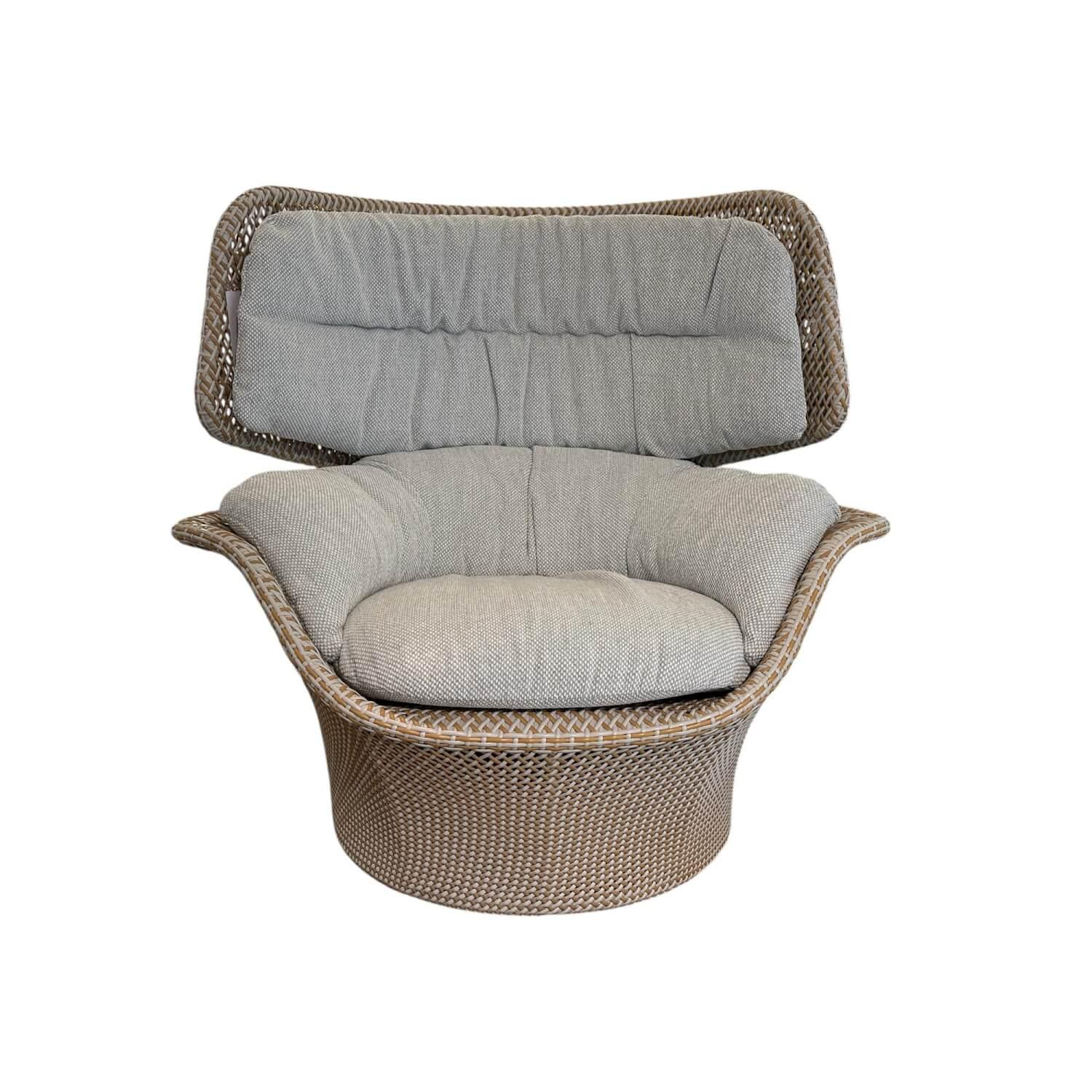 DEDON - Hochlehnsessel Seashell Grand Dedon Geflecht Oasis Grau Braun Gestell Aluminium Grau Pulverbeschichtet Mit Kissen - 1