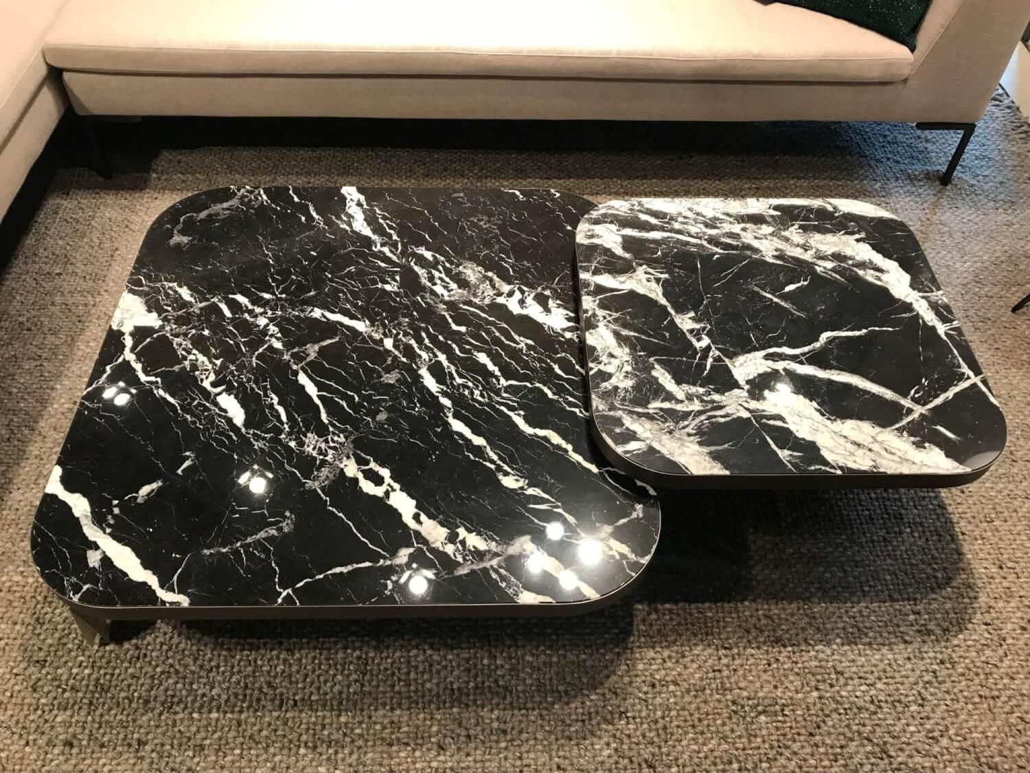 ClassiCon - 2er-Set Couchtische Bow Coffee Table Platte Nero Marquina Marmor Fuß Messing Brüniert - 5