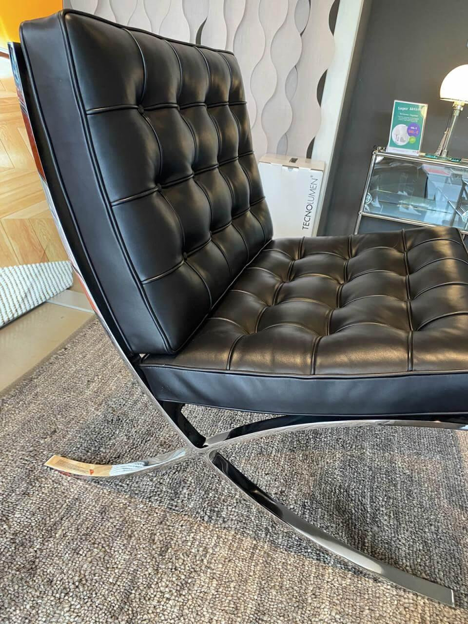 Knoll International - Sessel Barcelona Leder Venezia Schwarz Gestell Chrom Glänzend - 3