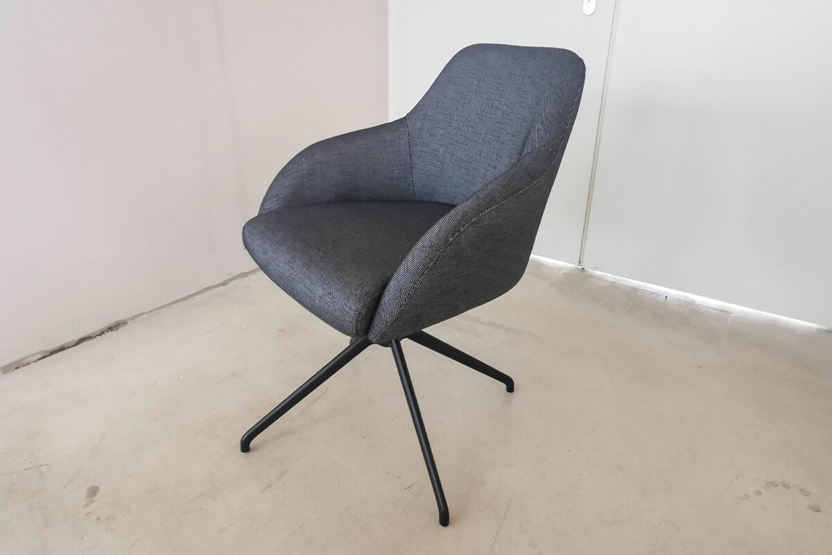 Stern - Outdoor-Stuhlgruppe Turn Outdoofstoff Seidenschwarz Grau Schwarz Gestell Aluminium Schwarz Matt - 3