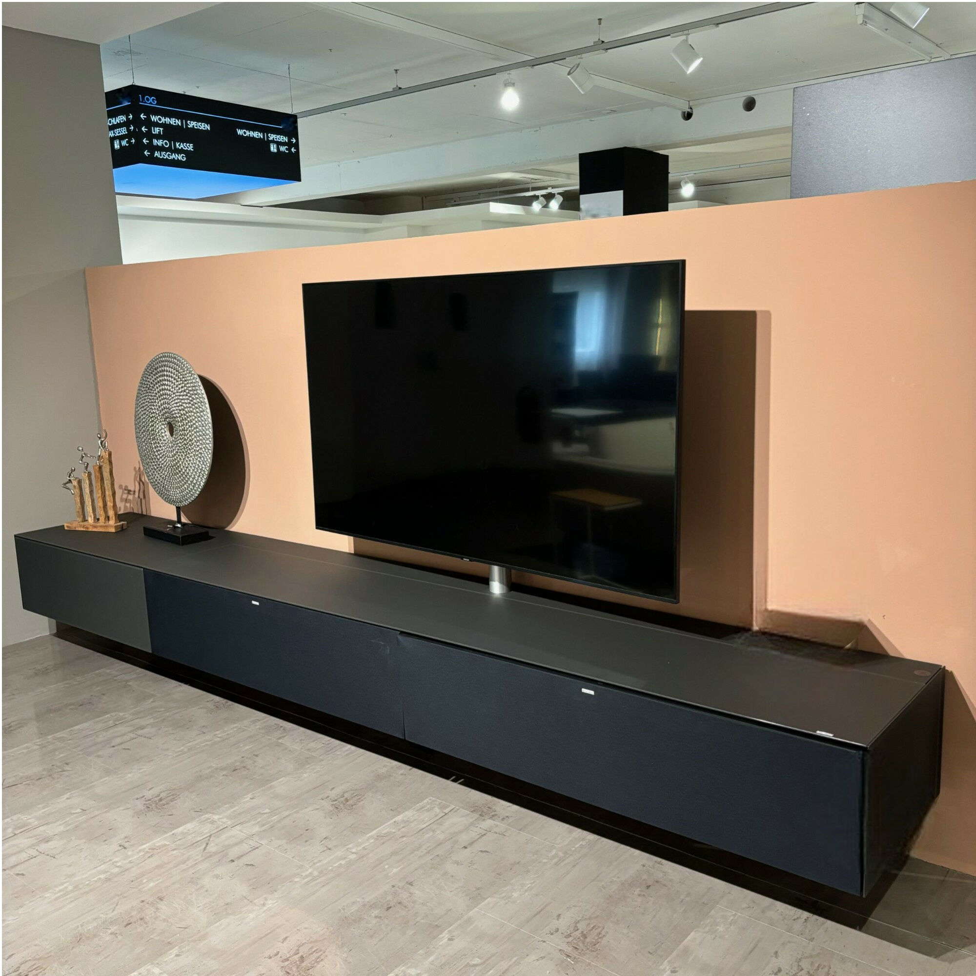 Spectral Smart Furniture - Lowboard Ameno Glas Shale Black Satiniert Und Textilgewebe Schwarz  - 2