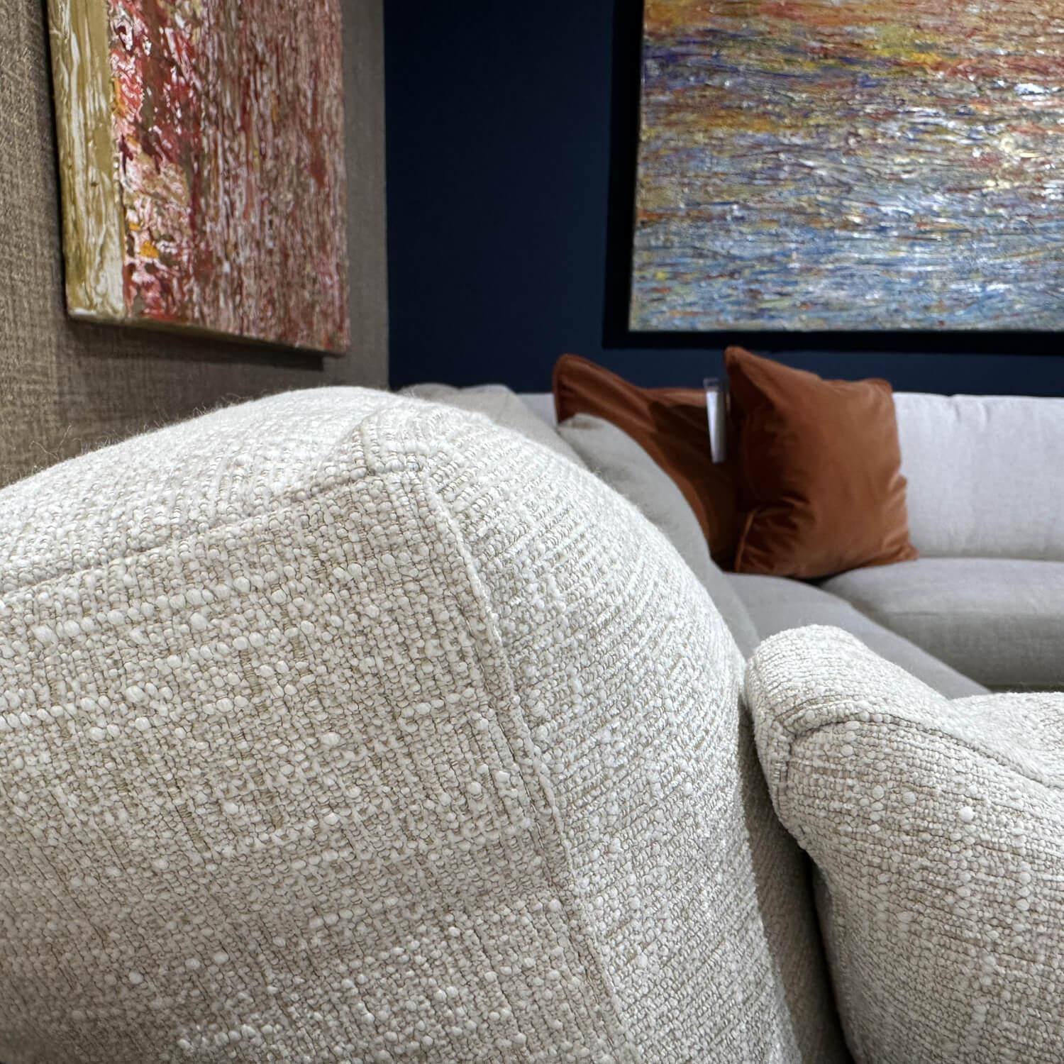 Bielefelder Werkstätten - Eckkombination Inspiration A Stoff Husse Lance Beige Grau Holzfuß Standard Wengefarbig Gebeizt ohne andersfarbige Kissen - 2