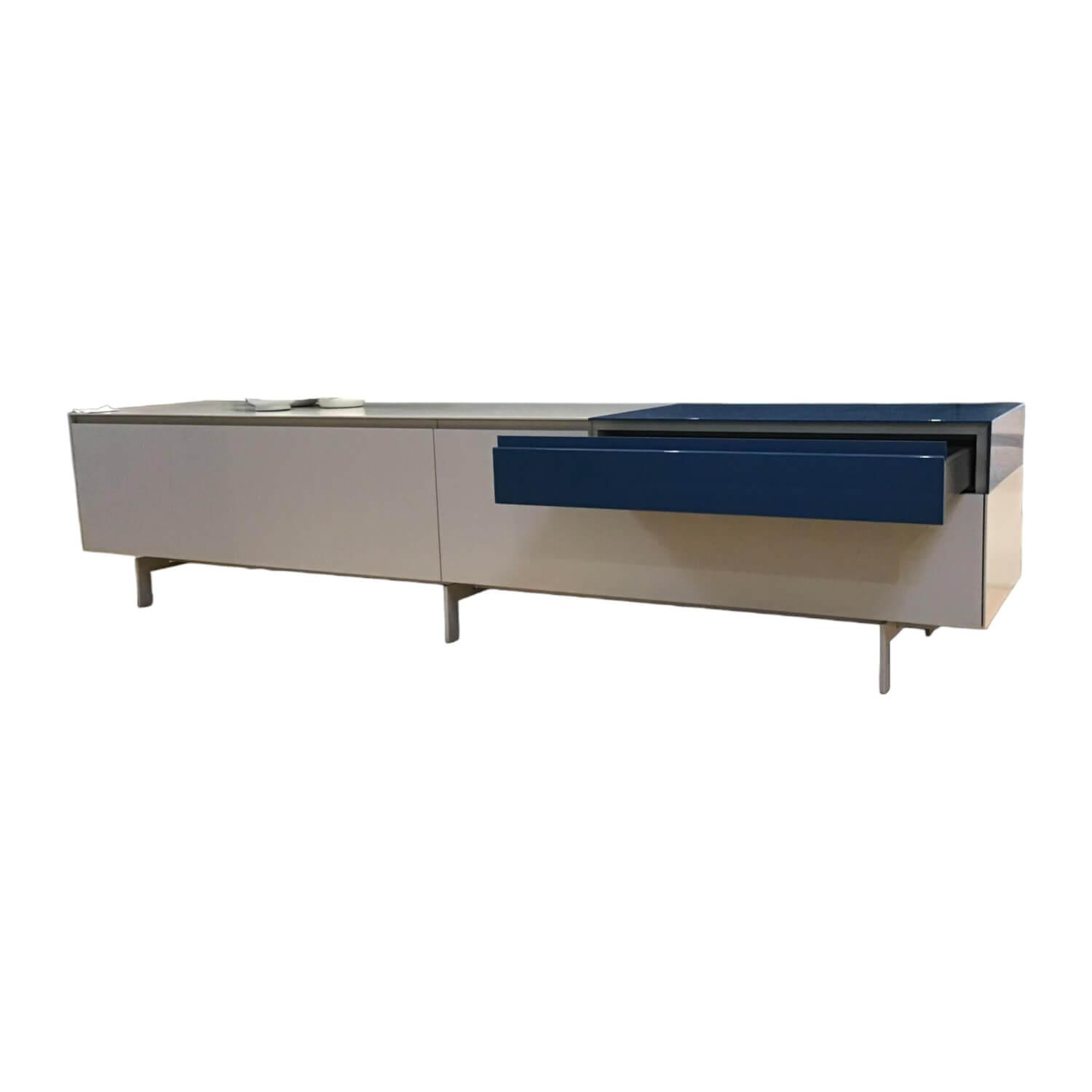 Piure - Sideboard Nex Lack Matt Dune 1 Ladenelement In Hochglanz Blue Fußgestell Lack Matt Dune - 1