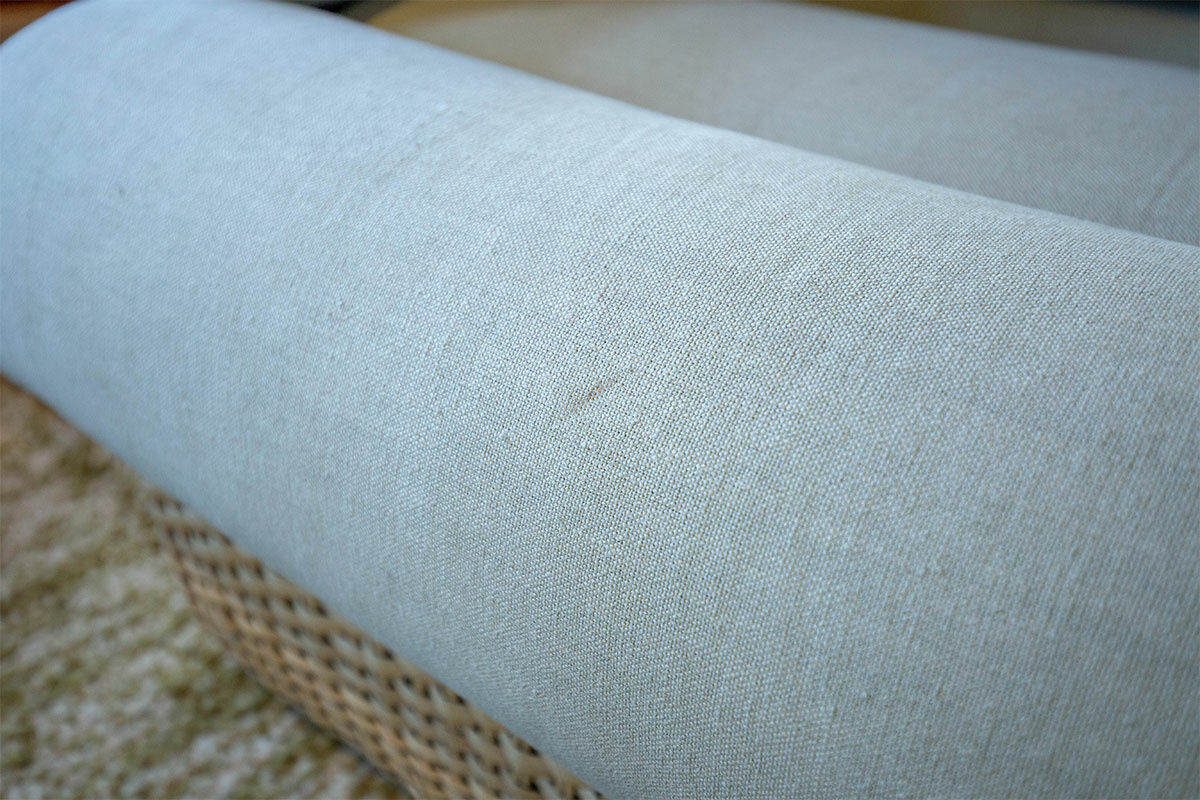 Gubi - Sofa Basket Stoff Mumble Drive Glamour Lindgrün Gestell Rattan - 4