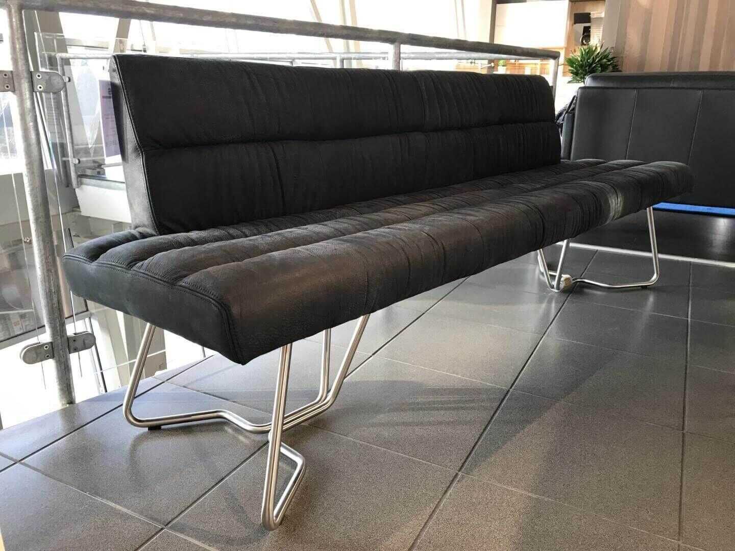 Bacher - Bank Aiden Soft 5210 Leder Luna Schwarz Edelstahl Matt - 2