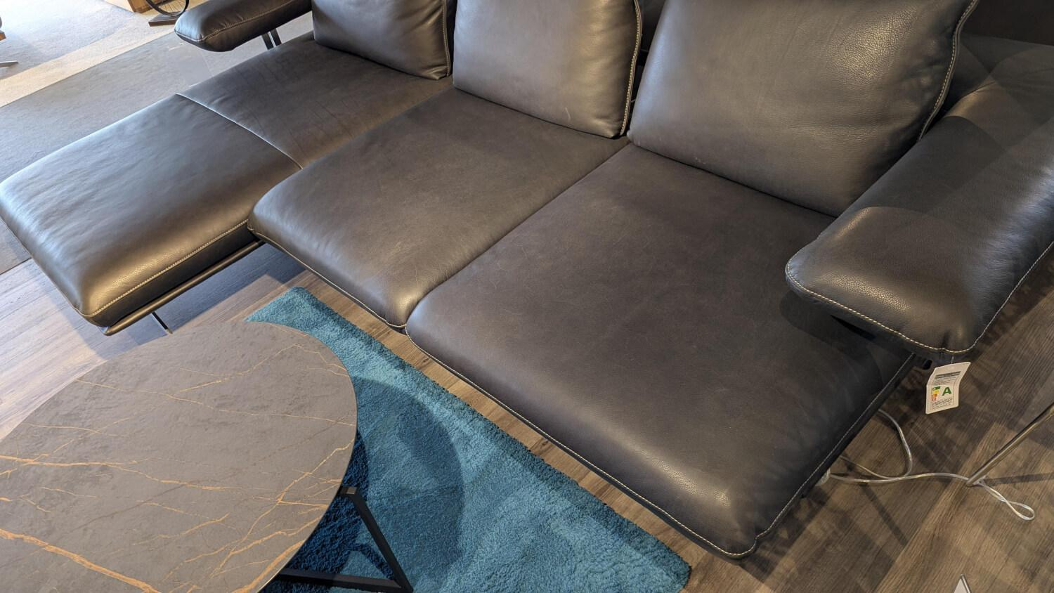 Koinor - Ecksofa Hoover Leder B-Torro Bonanza Braun Kontrastfaden Beige Rahmen Metall Nickel Satiniert - 2