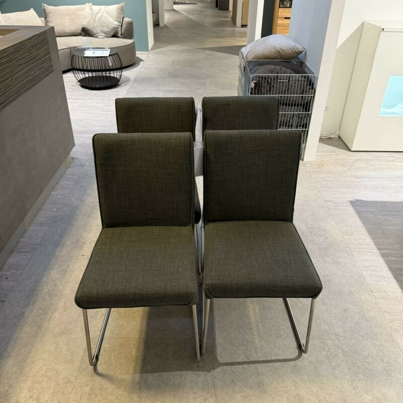 Hülsta - 4er Set Stuhl Now Dining S21 Flachgewebe Anthrazit Metallgestell Kufen Chrom - 2