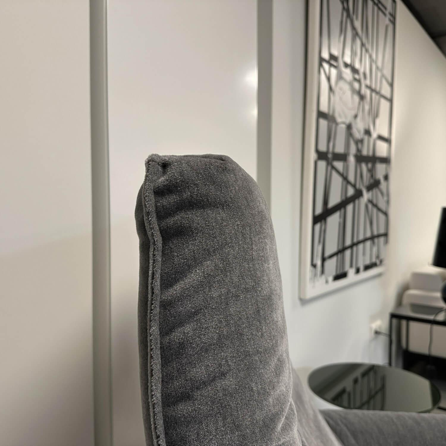 Bielefelder Werkstätten - Sessel Daron Stoff Savoy BW1792-494 Grau Außen Leder Normandie Grau mit Hocker - 2