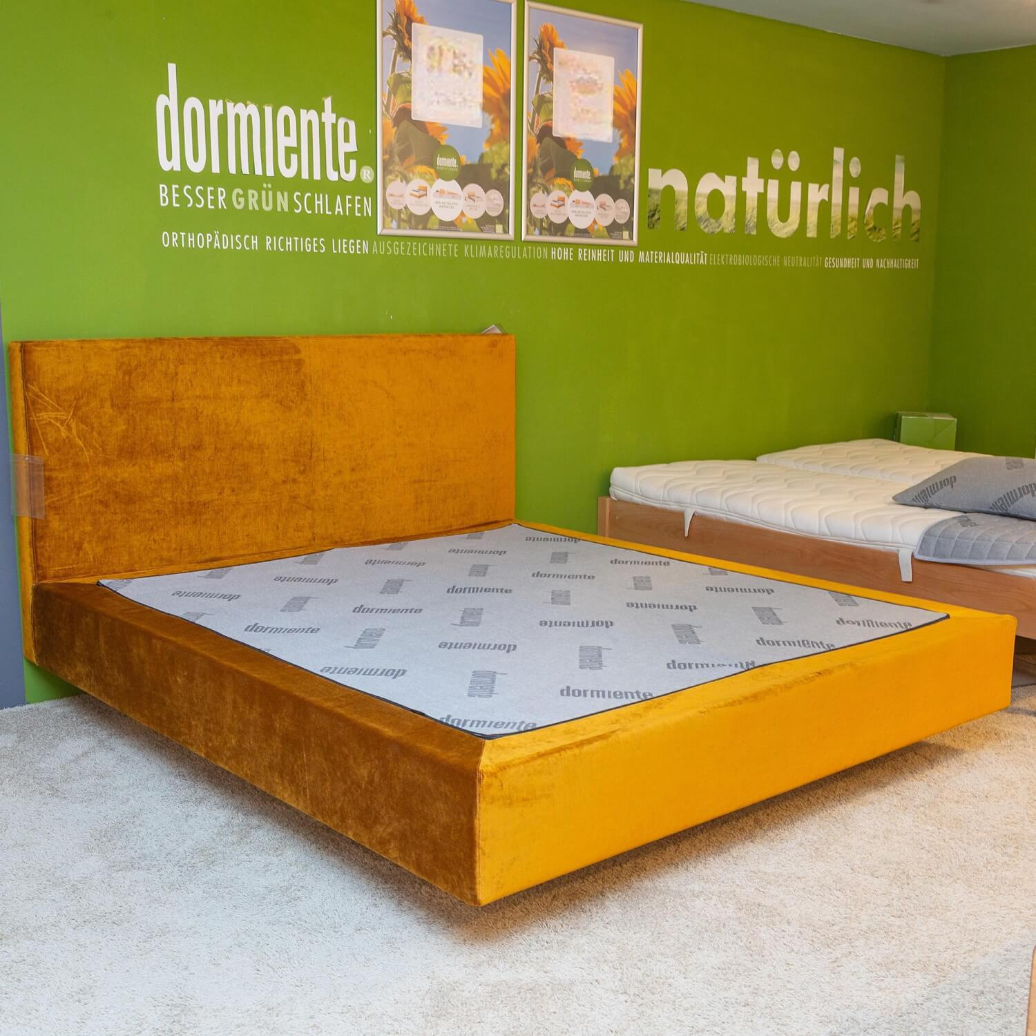 Dormiente - Polsterbett Clia 2 Basisbezug Stoff Max Cotton Natur 061 Dekobezug Glenville Honey F1872 36 Gelb Orange Füße Buche Geölt Ohne Matratze Ohne Lattenrost - 5