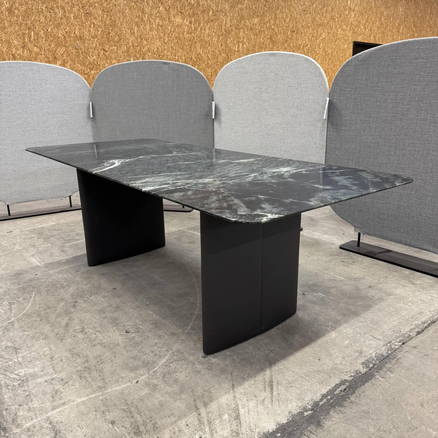 COR - Esstisch Ipa 3222 Platte Stein Tauern Grün Geschliffen Gestell Leder 174 Tabak Braun Grau - 4