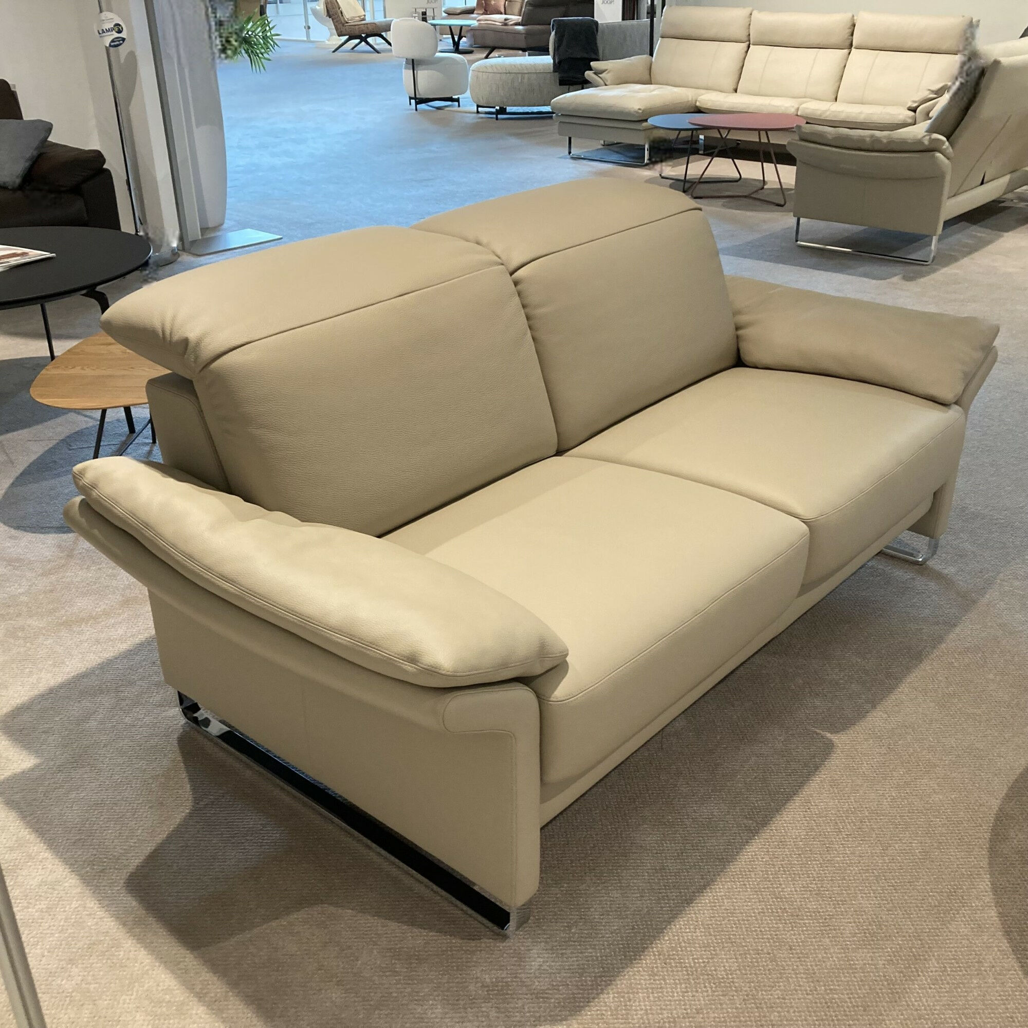 Erpo - Sofa Avantgarde leather 43 Pearl 210 Beige Frame metal high gloss - 5