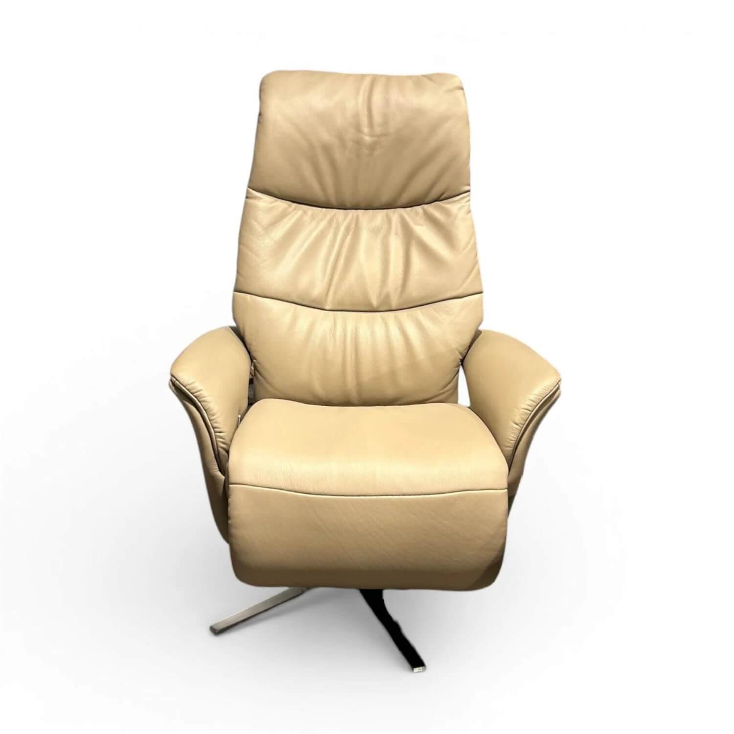 himolla - Sessel 7052 Easy-Swing Leder Longlife Soft Stein Creme Braun Sternfuß Edelstahloptik Manuelle Verstellung - 1