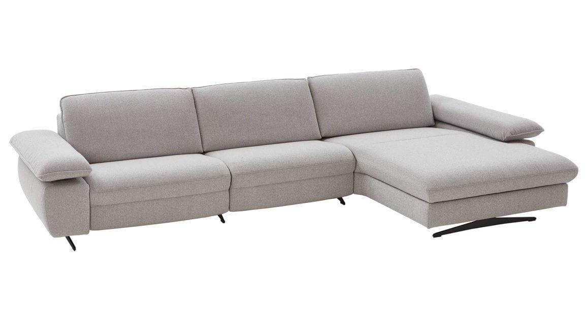 himolla - Ecksofa Comfortmaster Spektra 1487 Stoff Loop 02 Jet Hellgrau Metallkufe Anthrazit Motorisch Verstellbar - 1