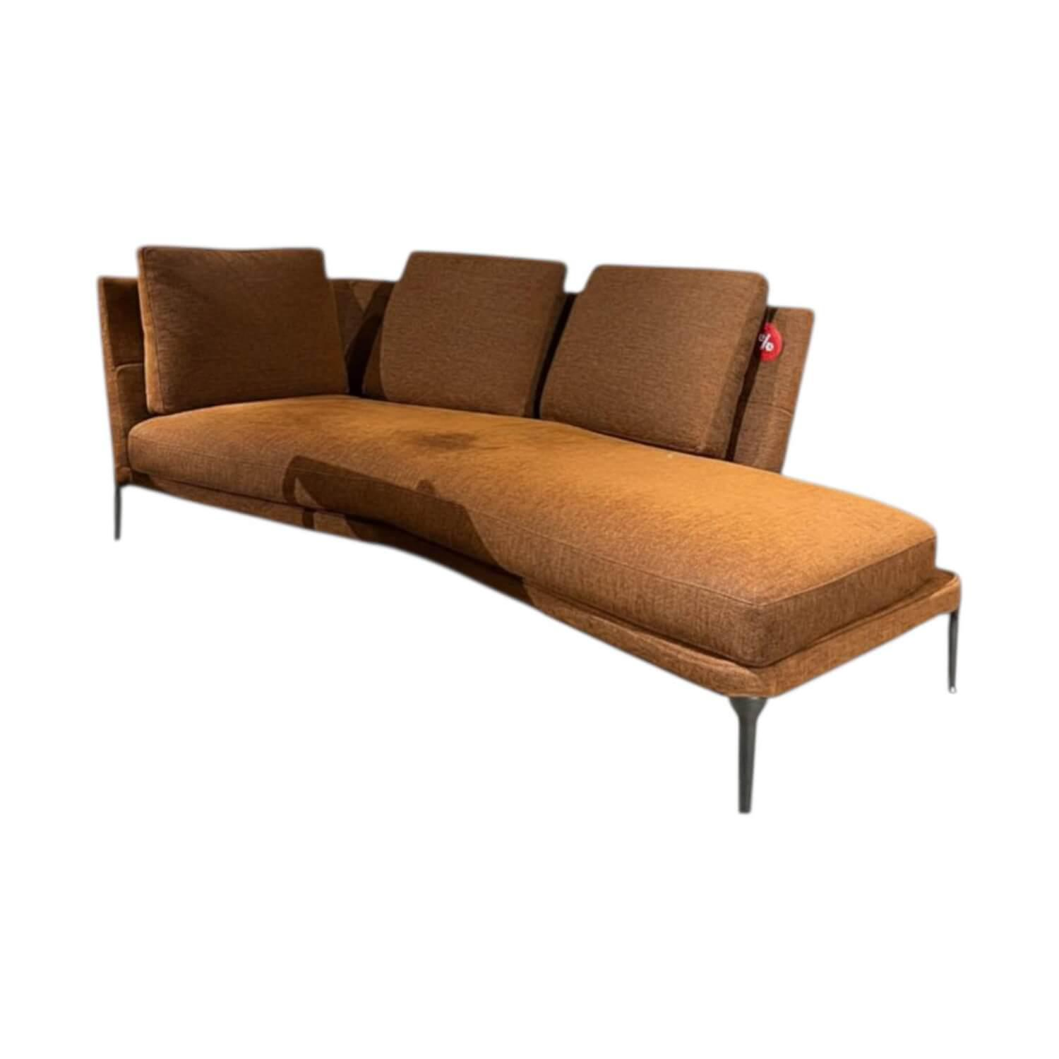 B&B Italia - Chaiselongue Edouard Stoff Emily Tabak Orange Naht Schokolade Braun Füße Metall Hartzinn Lackiert - 1