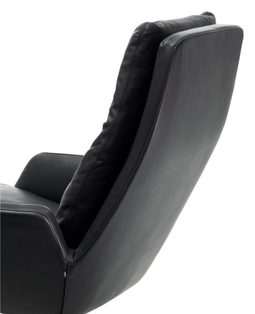 COR - Drehsessel Cordia Rücken Hoch Leder Semi 286 Schwarz Gestell Aluminium Poliert Mit Kippmechanik Und Hocker - 6
