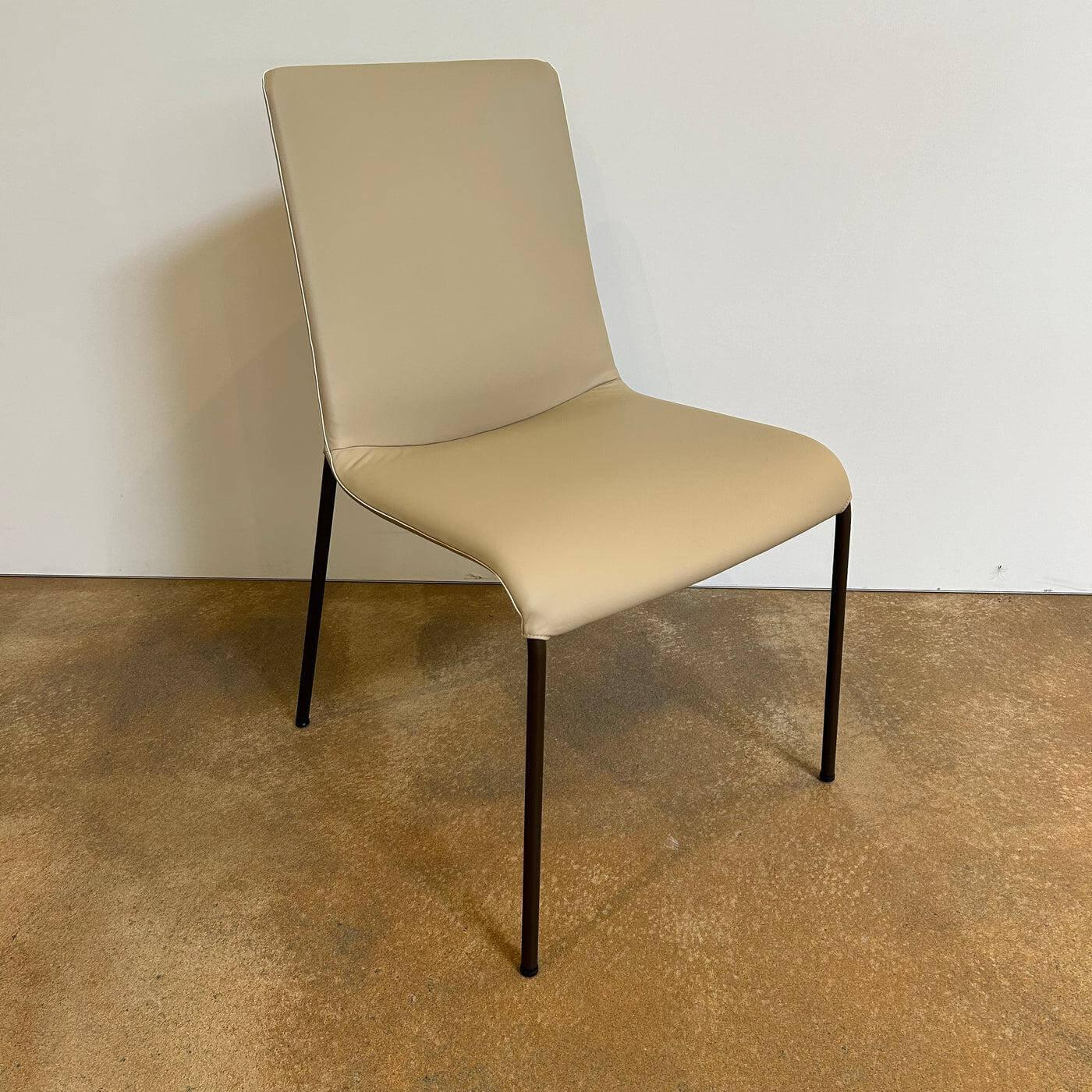 Walter Knoll - Stuhl Liz 1302 Leder Ascot Pearl Beige Gestell Bronze Schwarz Matt Mit Filzgleitern - 3